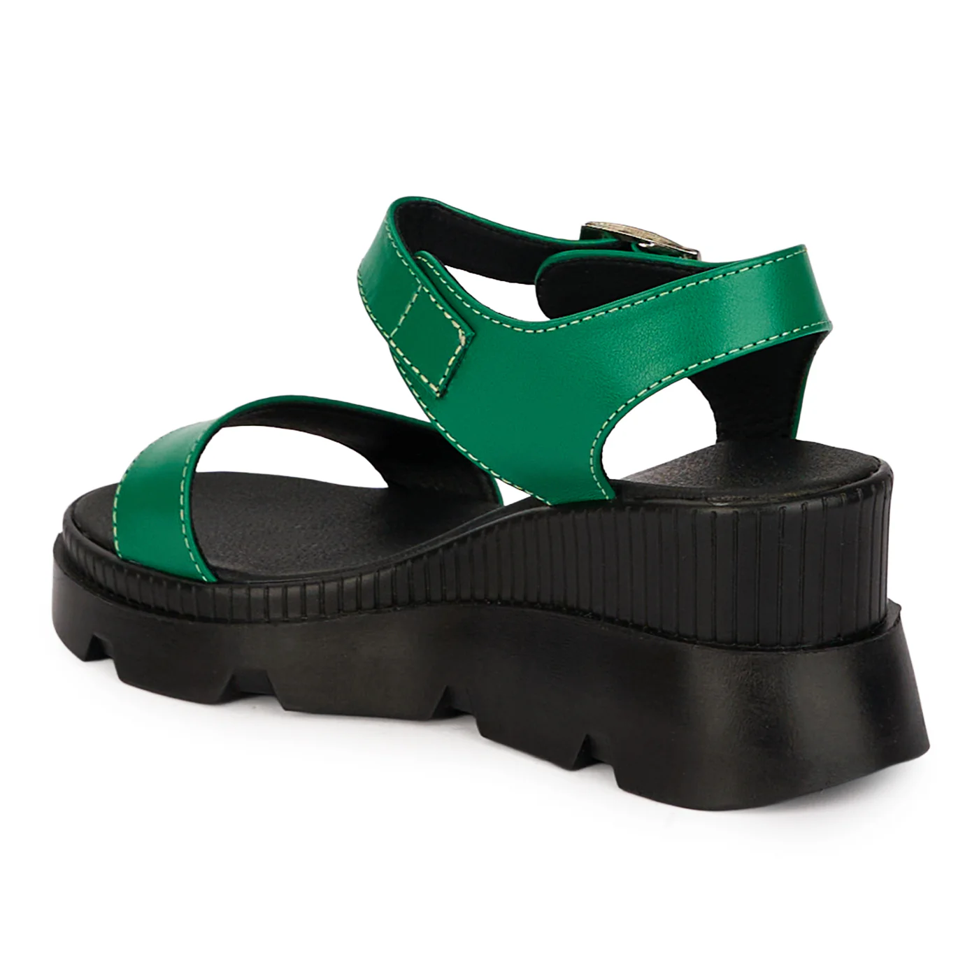 Sandale dama din piele naturala verde cu platforma 7 cm 18521 - Image 2