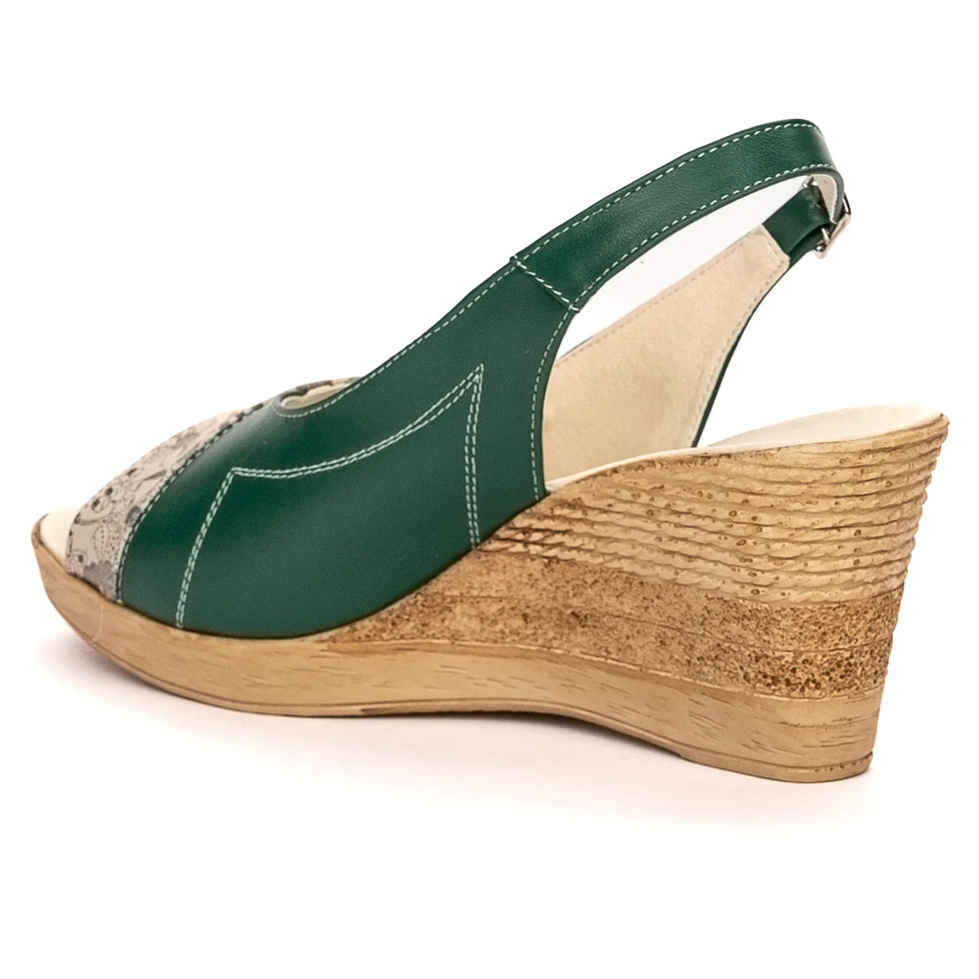 Sandale dama din piele naturala verde cu platforma 8 cm 13417 - Image 2