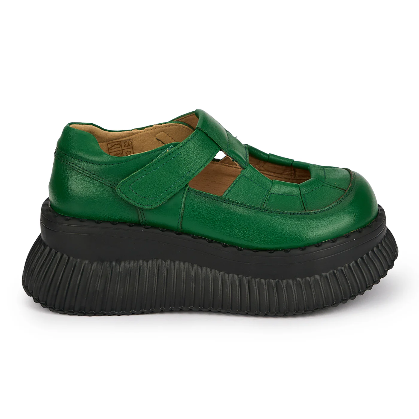 Sandale dama din piele naturala verde cu talpa inalta 6 cm 19558