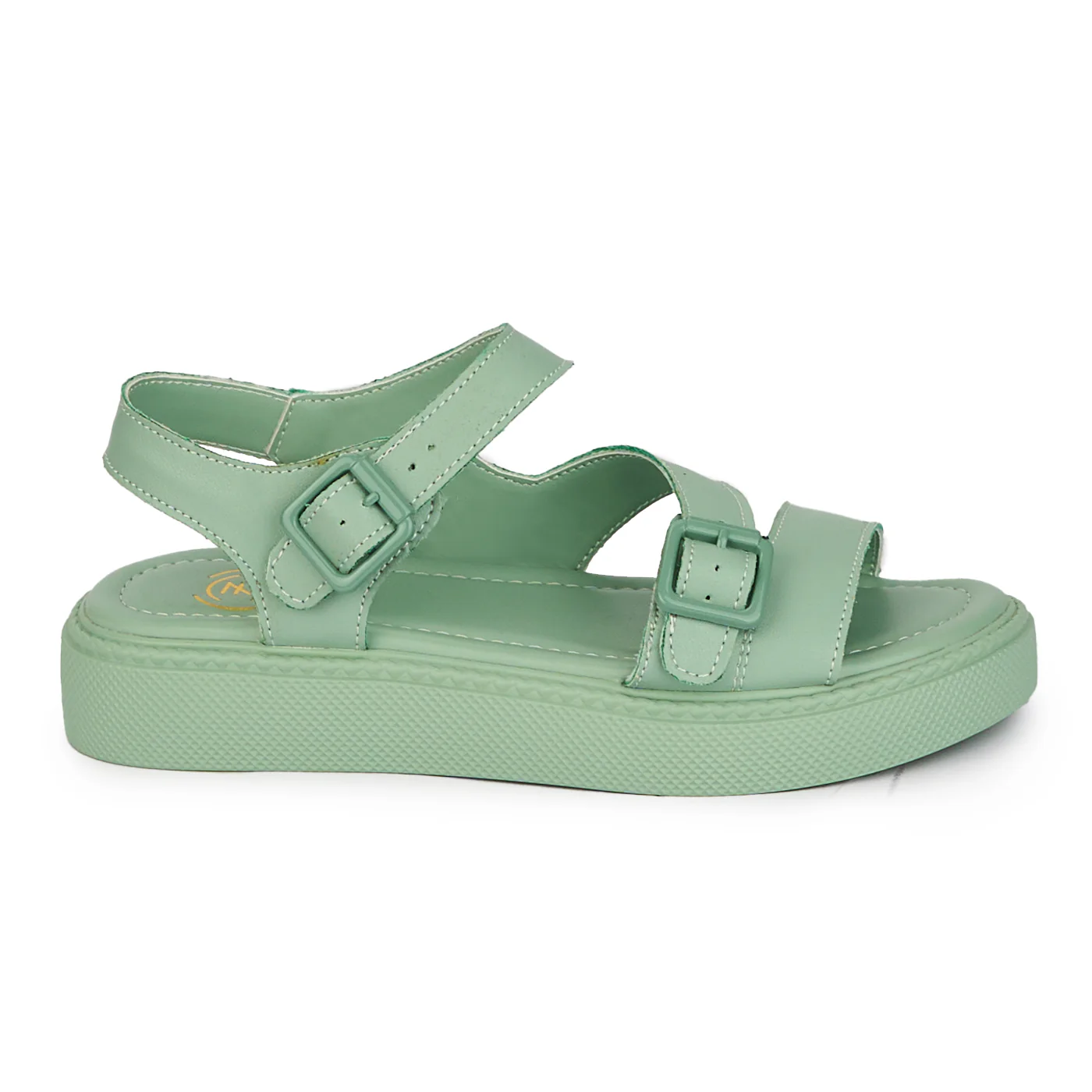 Sandale dama din piele naturala verde cu talpa joasa 18230