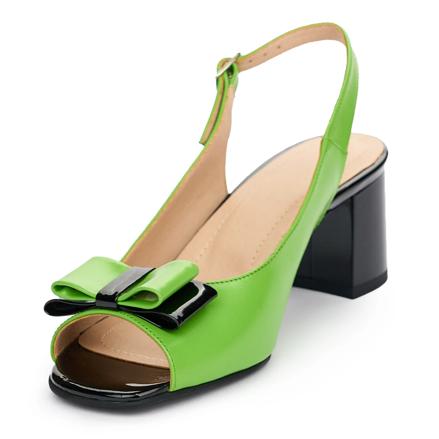 Sandale dama din piele naturala verde cu toc 5.5cm 13089 - Image 3