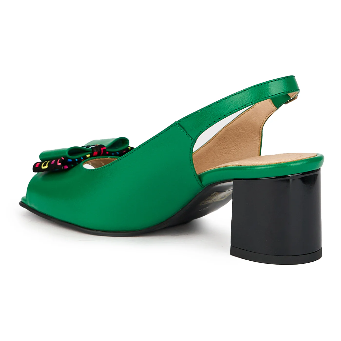 Sandale dama din piele naturala verde cu toc gros 5.5 cm 15864 - Image 2