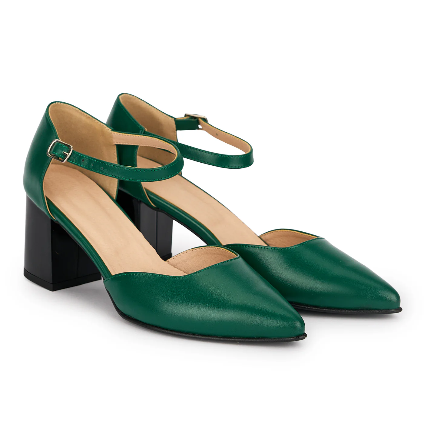 Sandale dama din piele naturala verde cu toc gros 6.5 cm 18846 - Image 4
