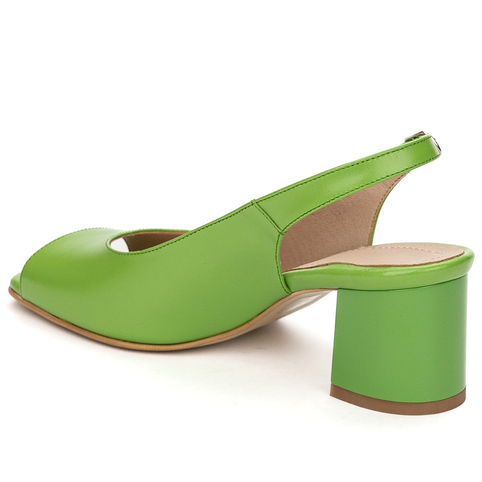 Sandale dama din piele naturala verde cu toc gros 6 cm 13683 - Image 2