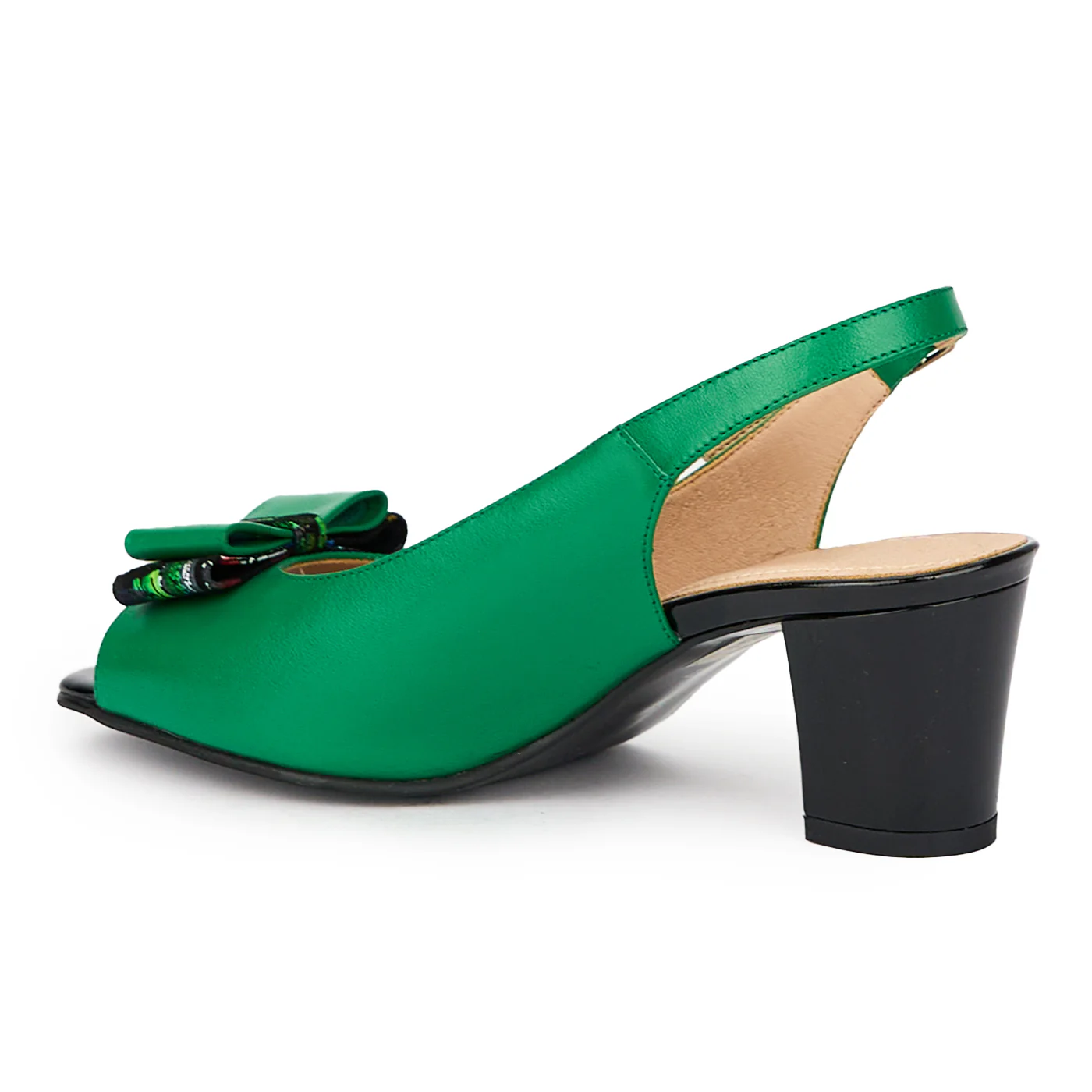 Sandale dama din piele naturala verde cu toc gros 6  cm 15455 - Image 2
