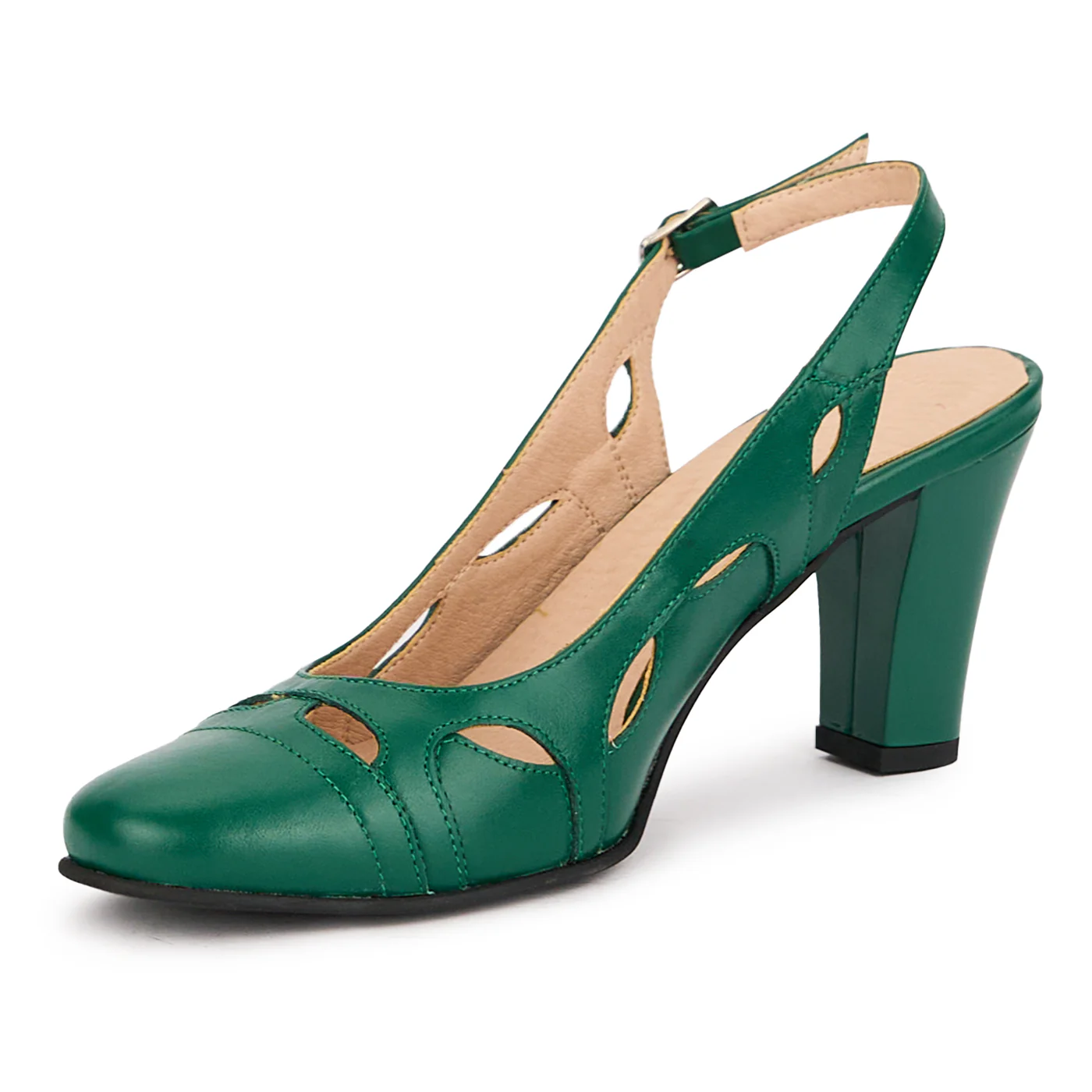Sandale dama din piele naturala verde cu toc gros 7.5 cm 16505 - Image 3