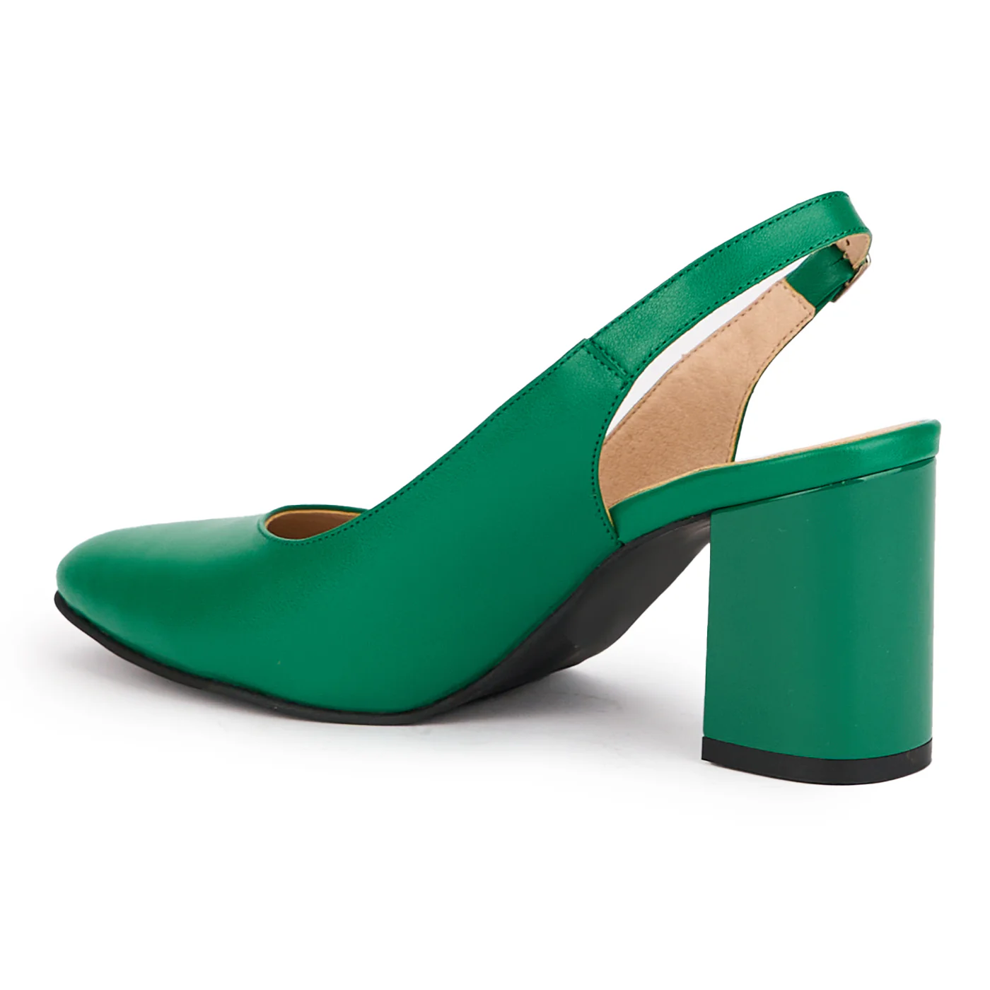 Sandale dama din piele naturala verde cu toc gros 7.5 cm 16901 - Image 2