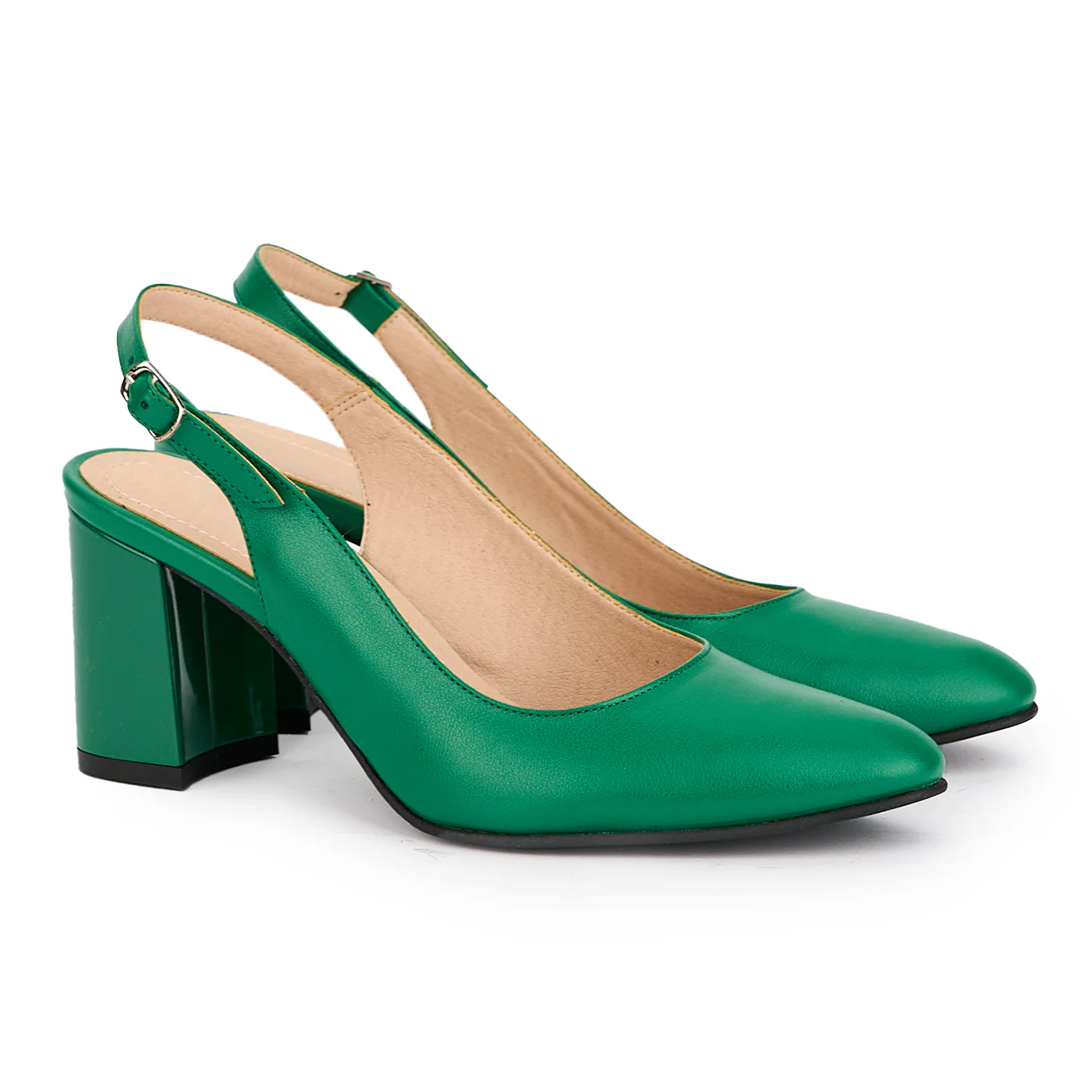 Sandale dama din piele naturala verde cu toc gros 7.5 cm 16901 - Image 4
