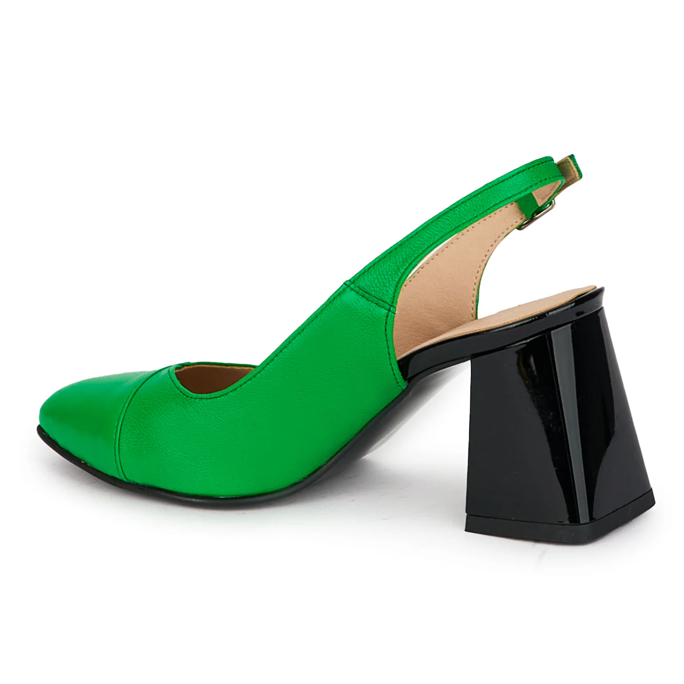 Sandale dama din piele naturala verde cu toc gros 7.5 cm 18274 - Image 2