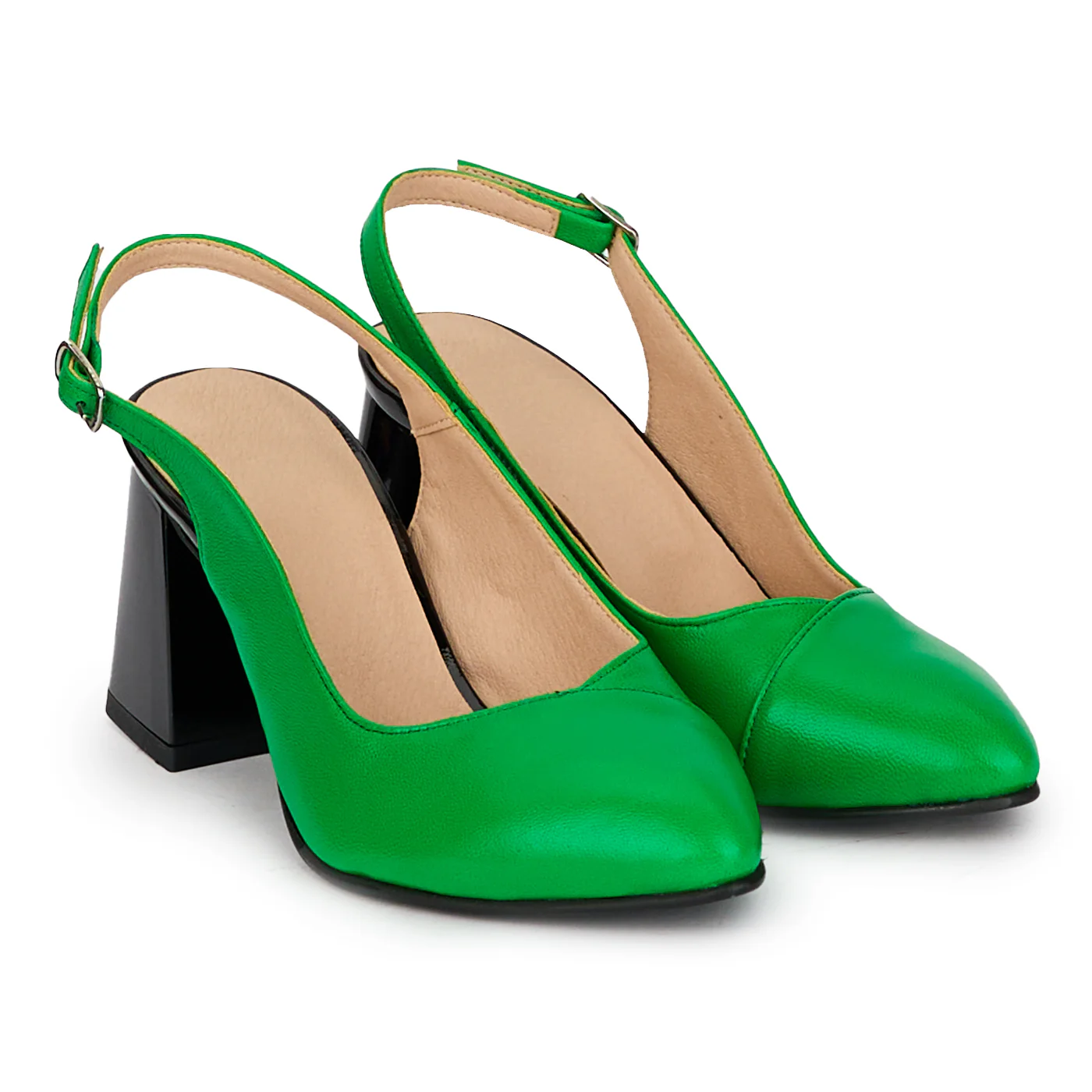 Sandale dama din piele naturala verde cu toc gros 7.5 cm 18274 - Image 4
