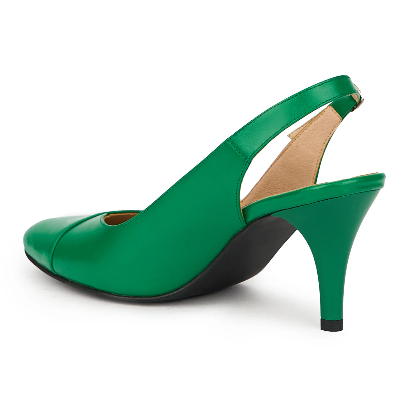 Sandale dama din piele naturala verde cu toc subtire 8 cm 15707 - Image 2
