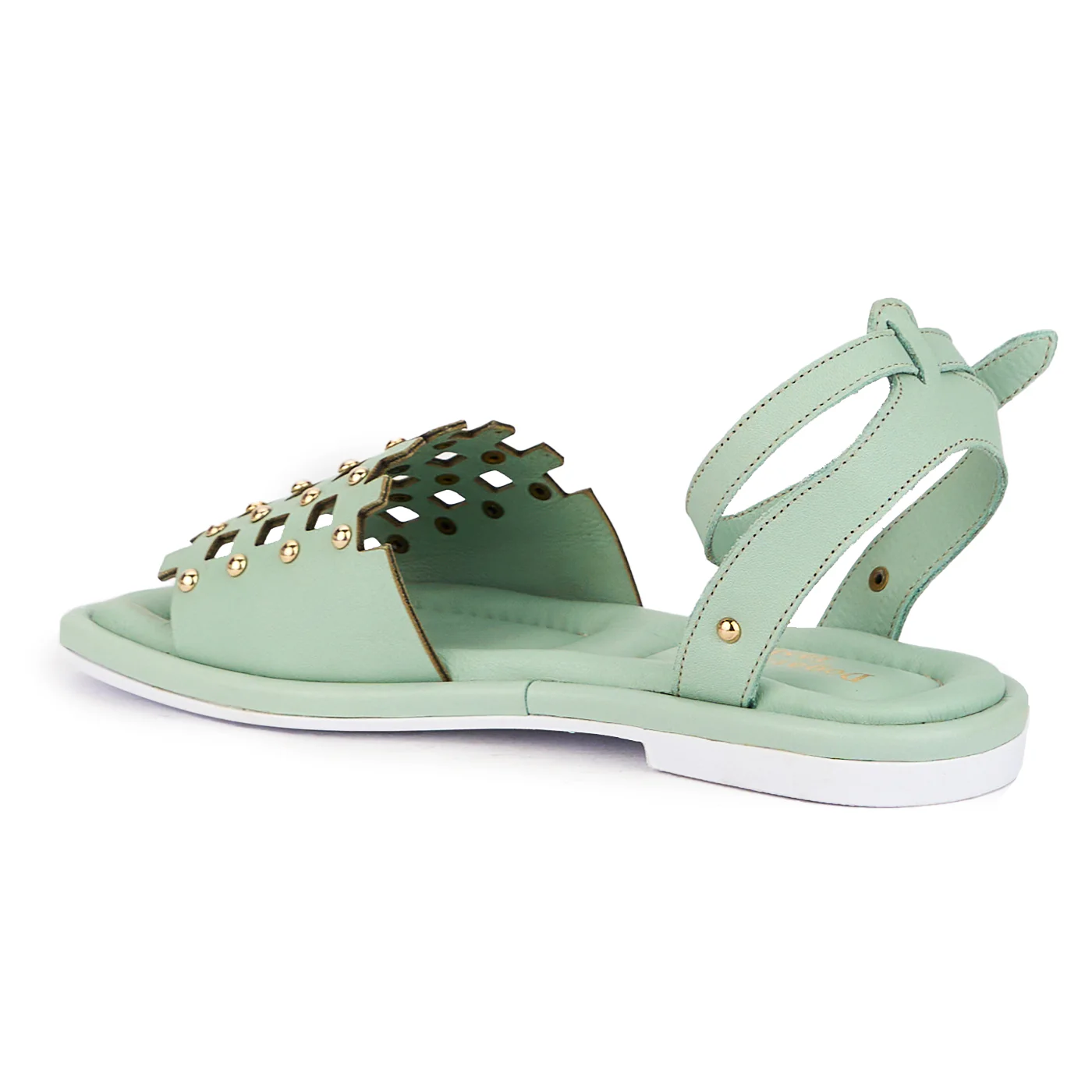 Sandale dama din piele naturala verde-menta cu talpa joasa 16096 - Image 2