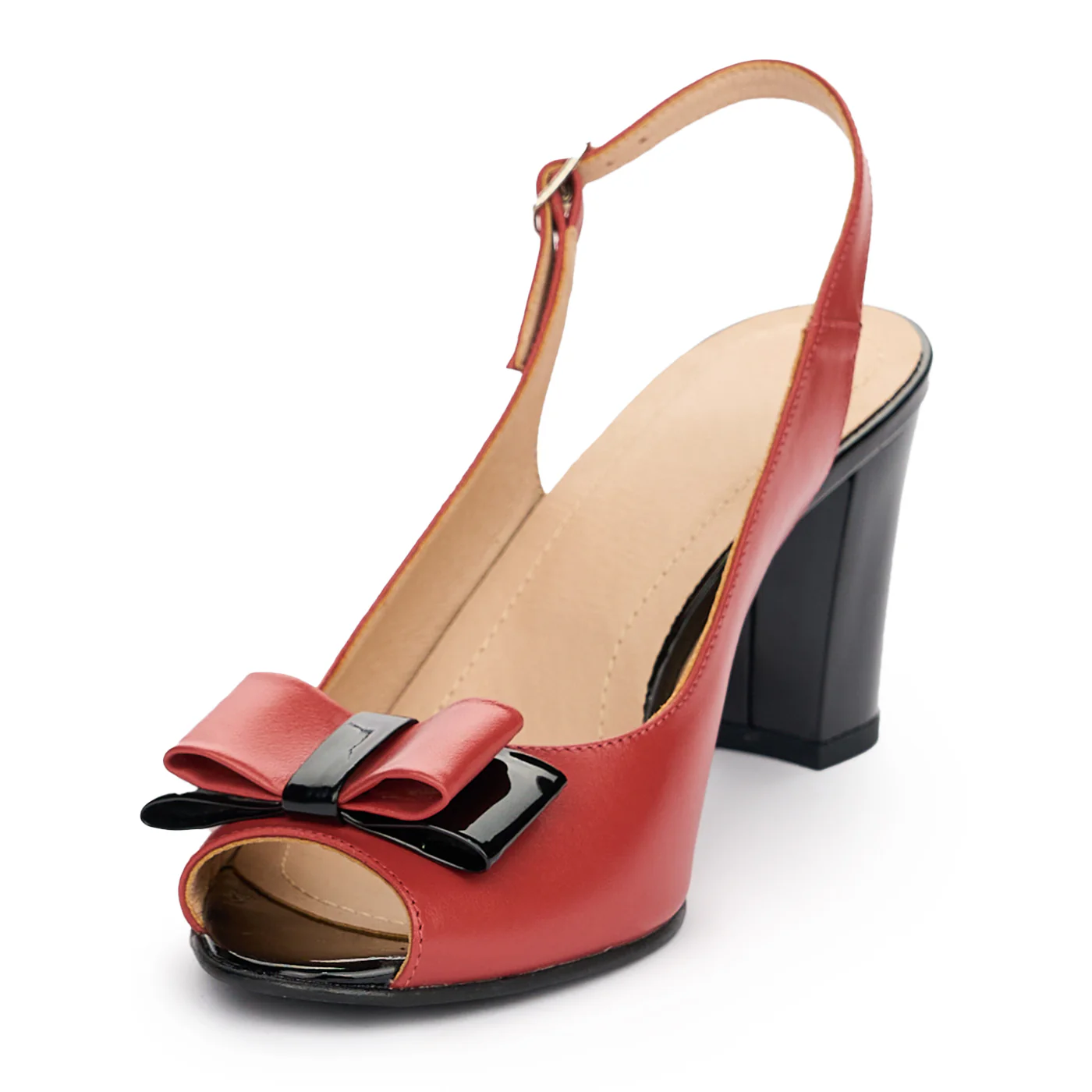 Sandale dama din piele naturala visinie cu toc 7.5cm 13088 - Image 3