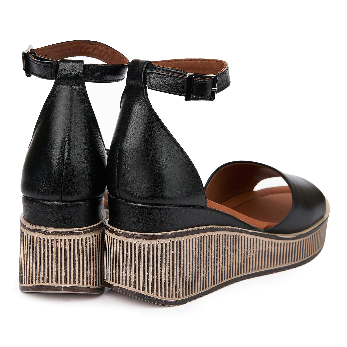 Sandale dama din piele neagra cu platforma 2365 - Image 2