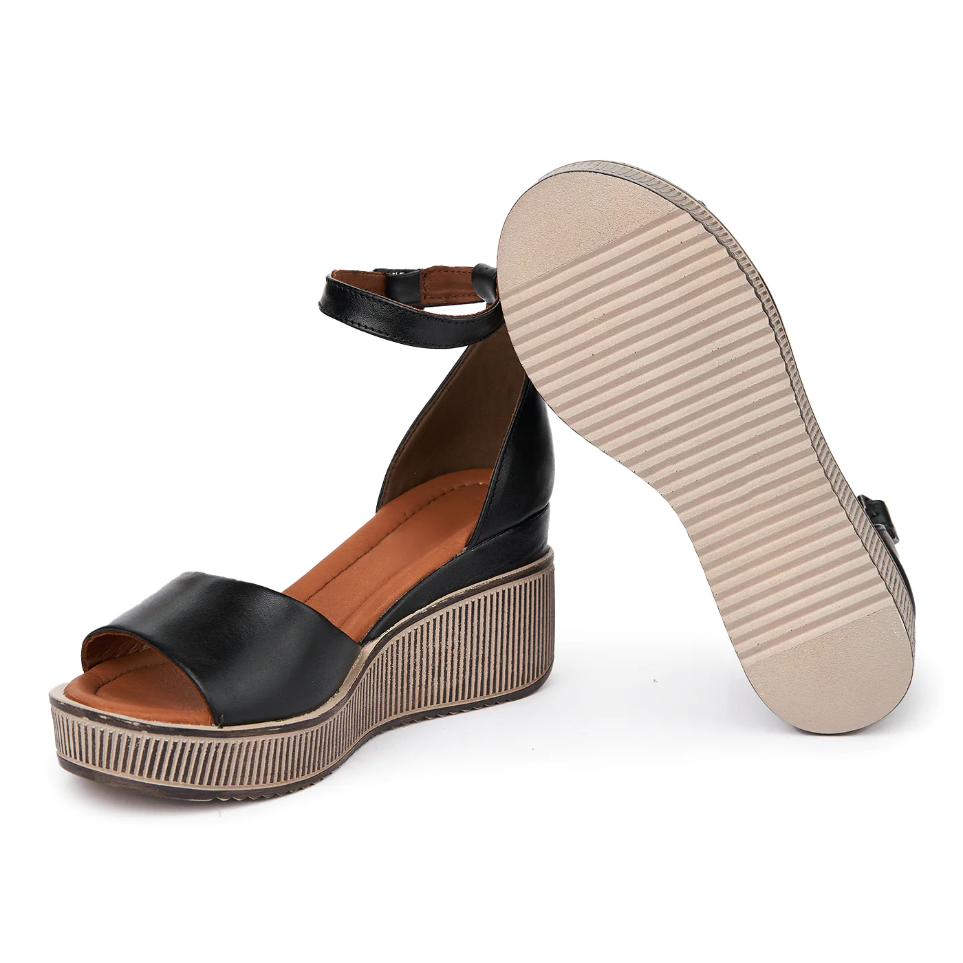 Sandale dama din piele neagra cu platforma 2365 - Image 3