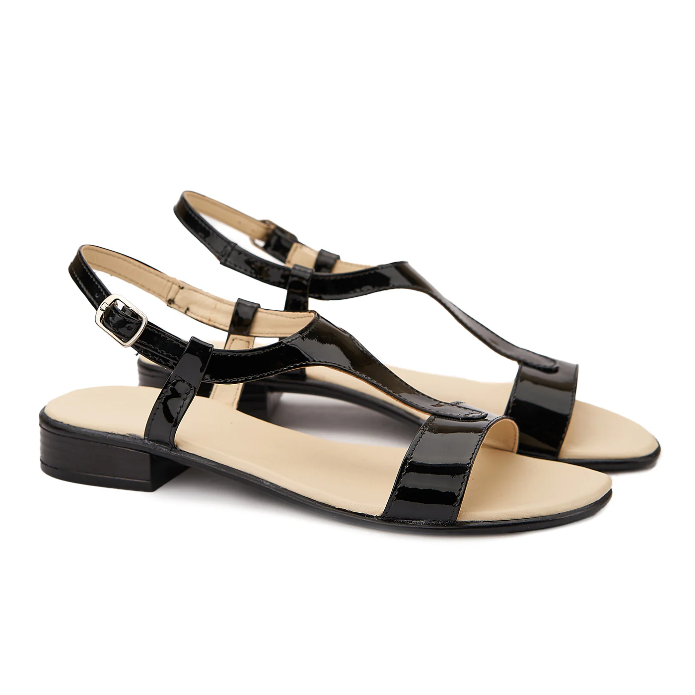 Sandale dama din piele neagra cu toc mic 2081