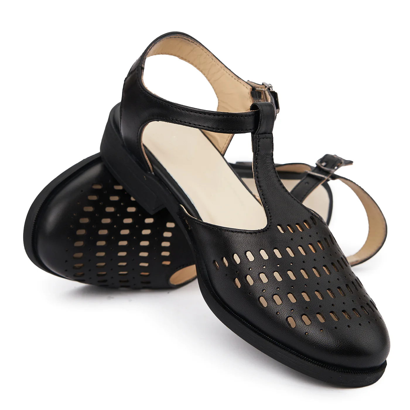 Sandale dama din piele neagra 2372 - Image 3