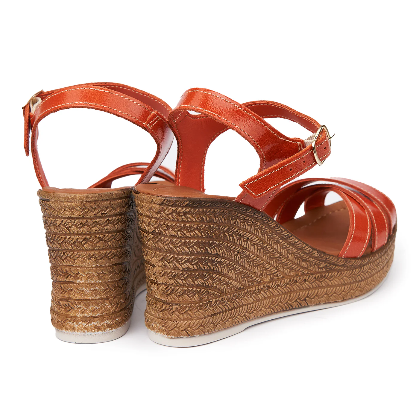 Sandale dama din piele orange cu platforma 2505 - Image 2