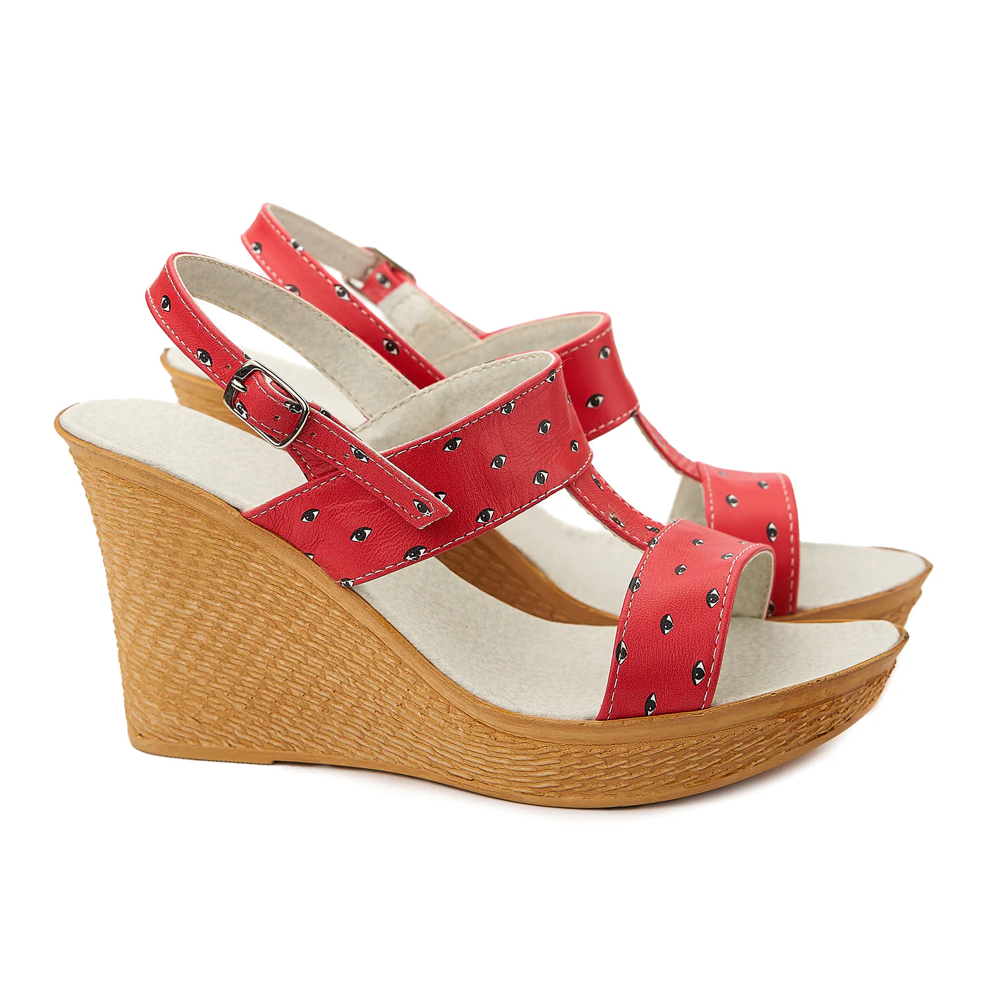 Sandale dama din piele rosie cu platforma 2062