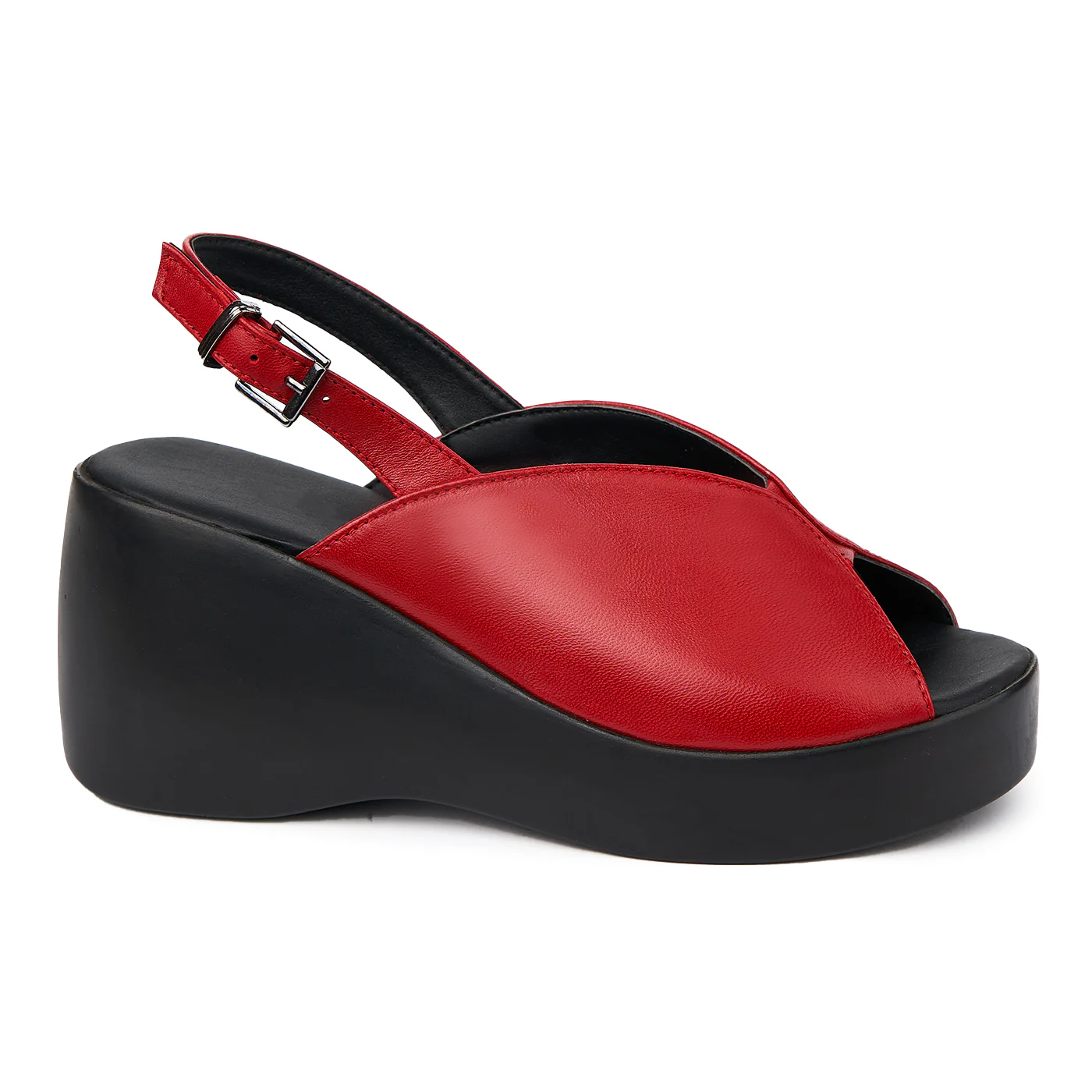 Sandale dama din piele rosie cu platforma 2397