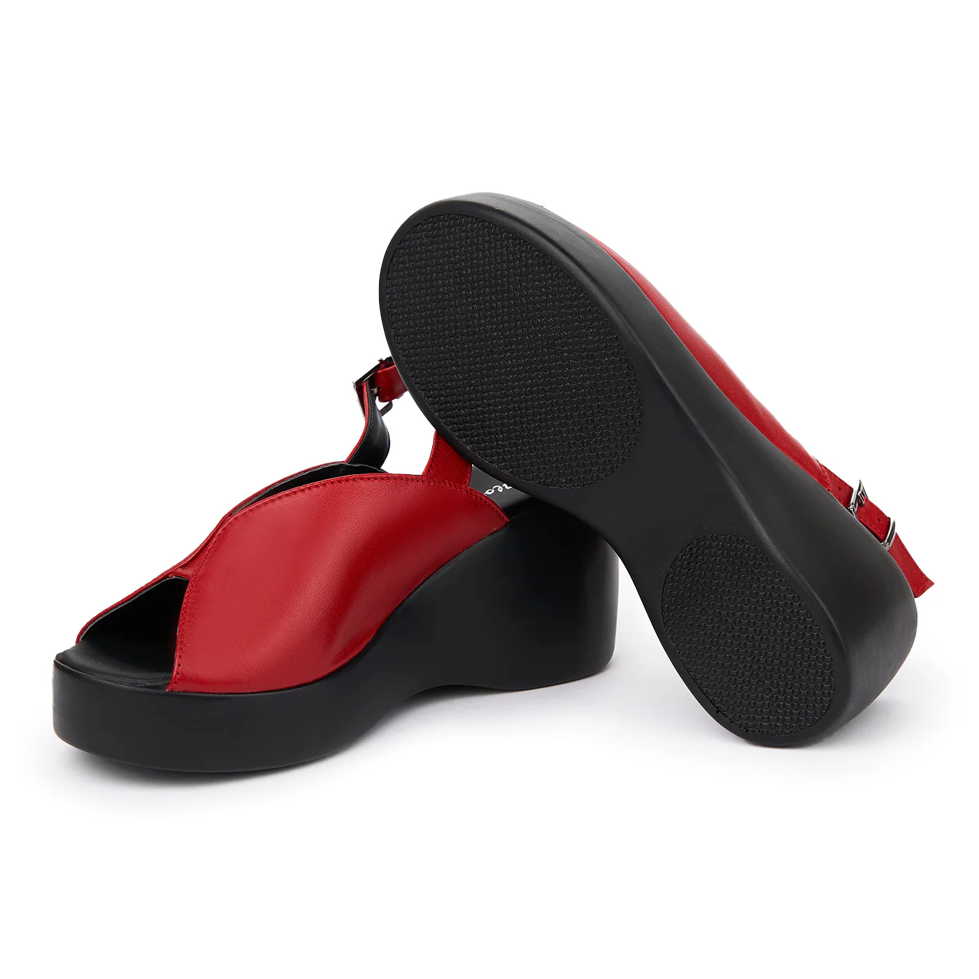 Sandale dama din piele rosie cu platforma 2397 - Image 3