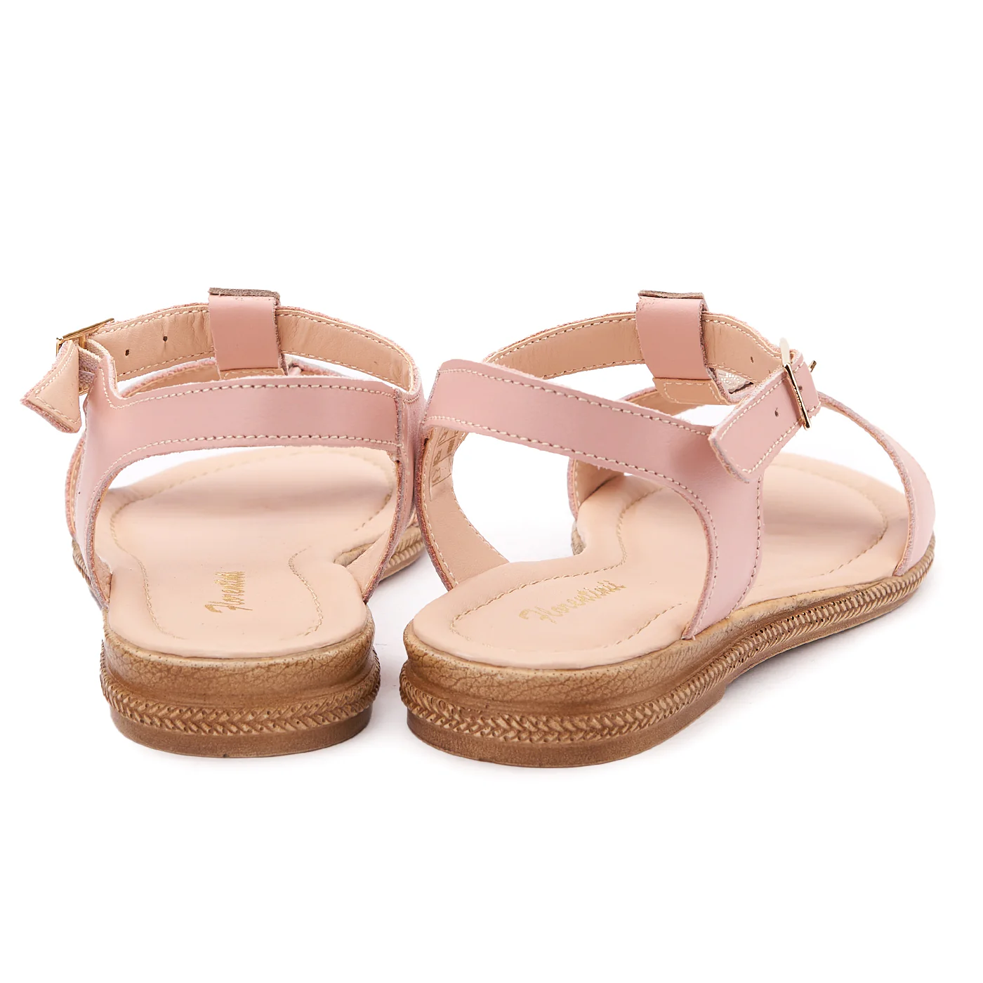 Sandale dama din piele roz fara toc 2106 - Image 2