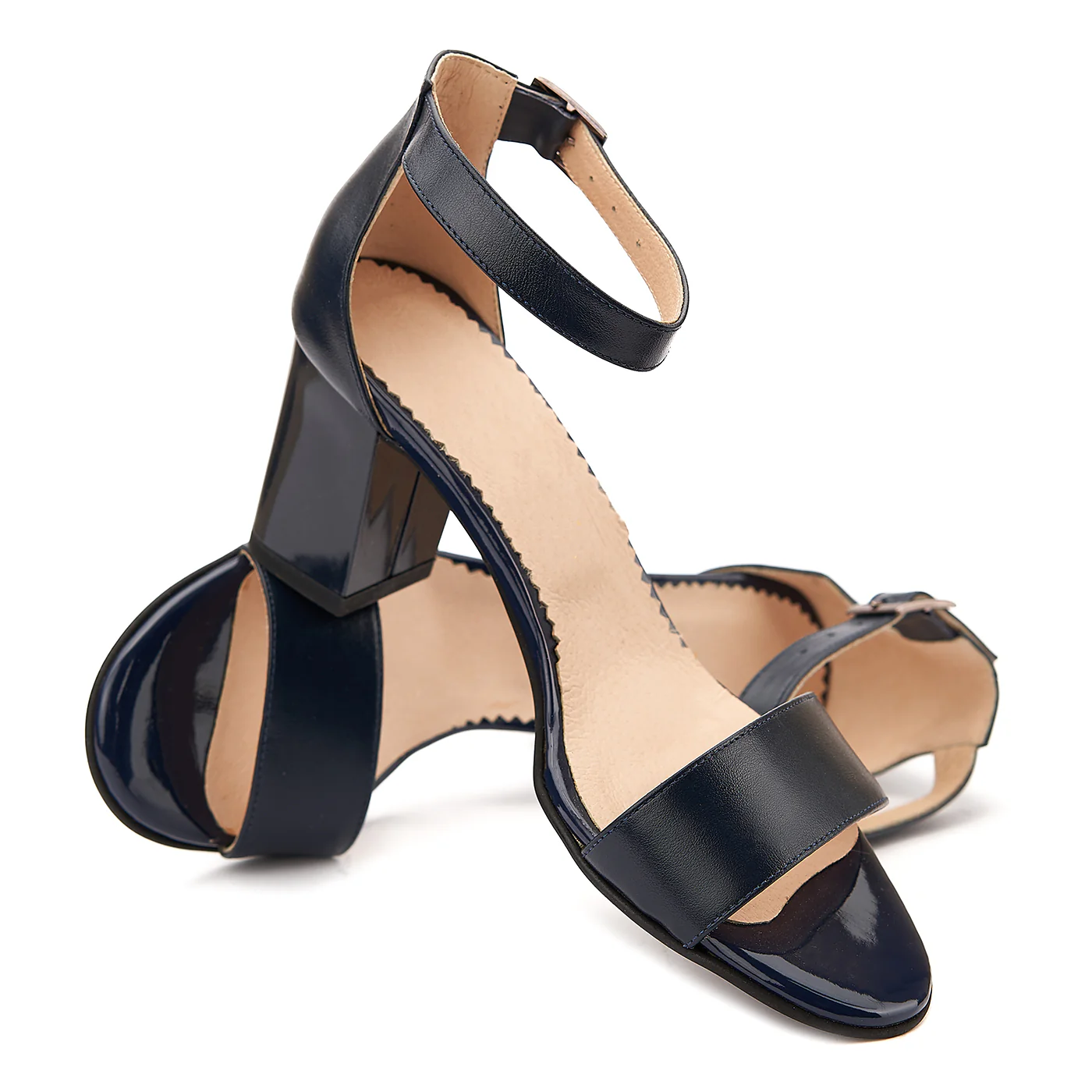 Sandale dama elegante din piele naturala bleumarin 5078 - Image 4