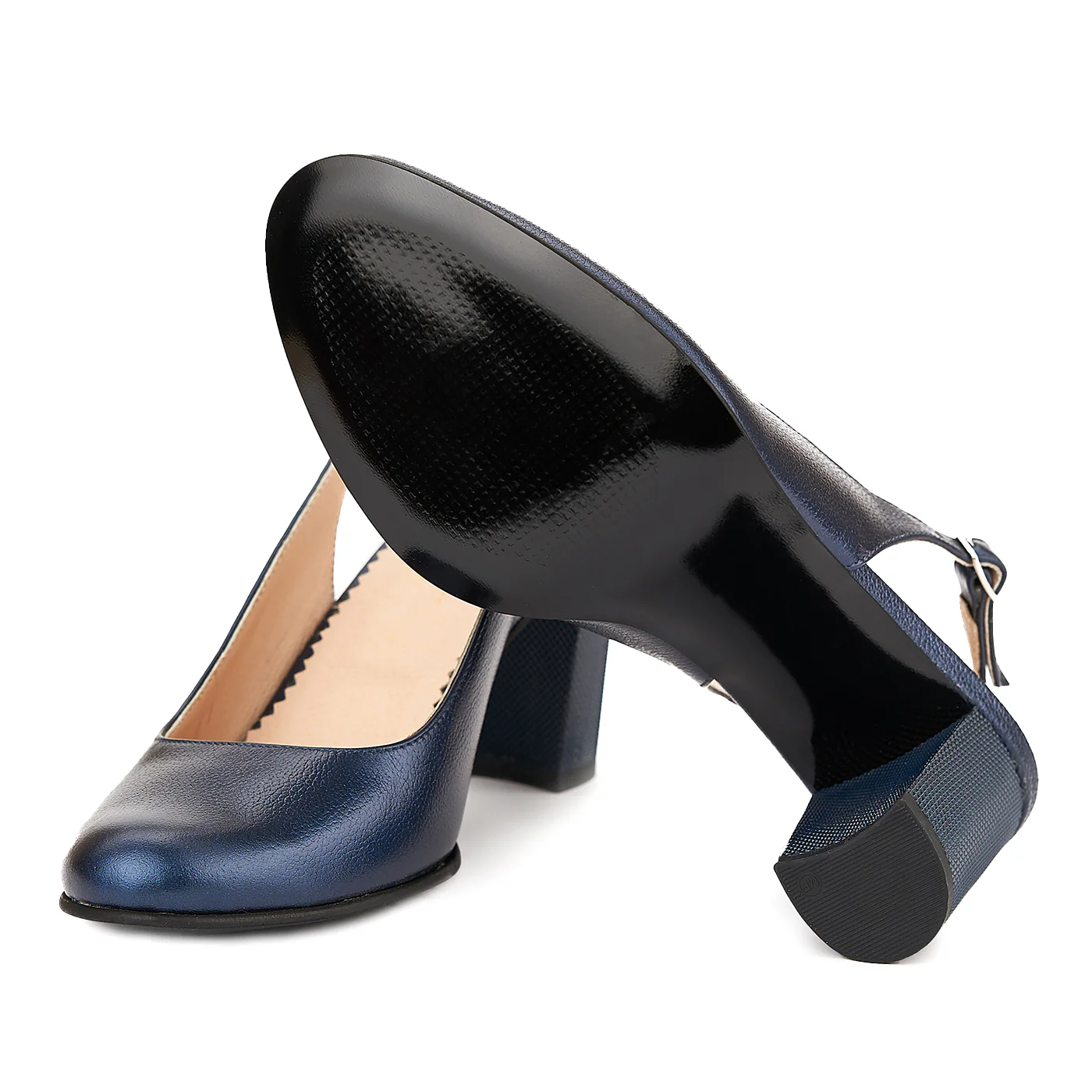Sandale dama elegante din piele naturala bleumarine 5047 - Image 3
