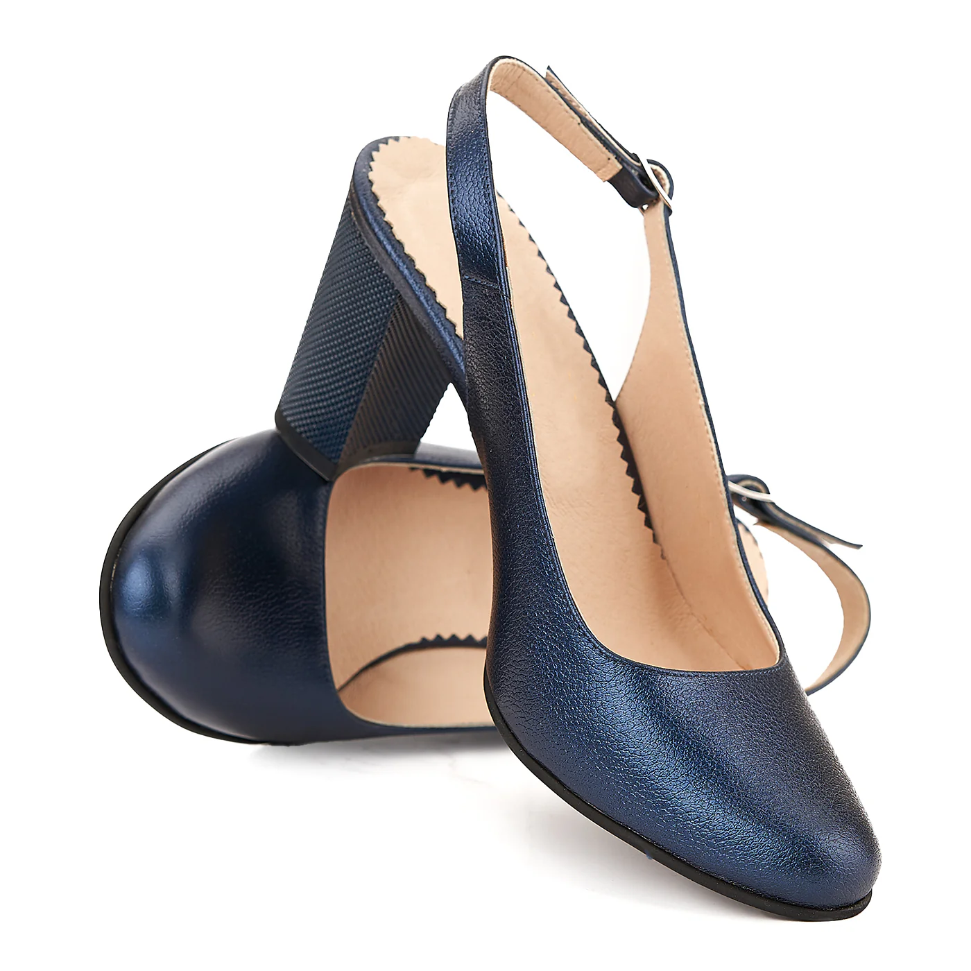 Sandale dama elegante din piele naturala bleumarine 5047 - Image 4