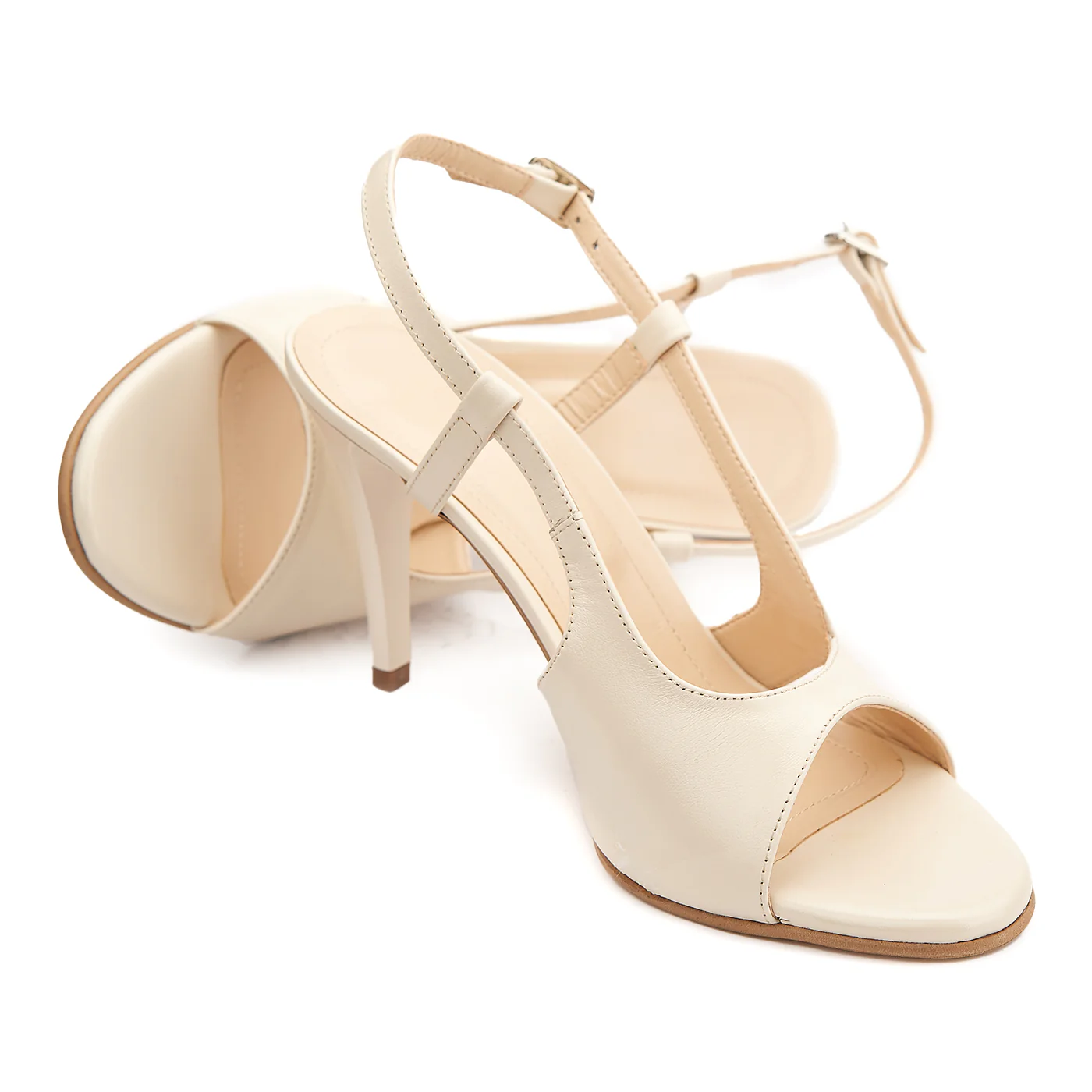 Sandale dama elegante din piele naturala crem 5194 - Image 4