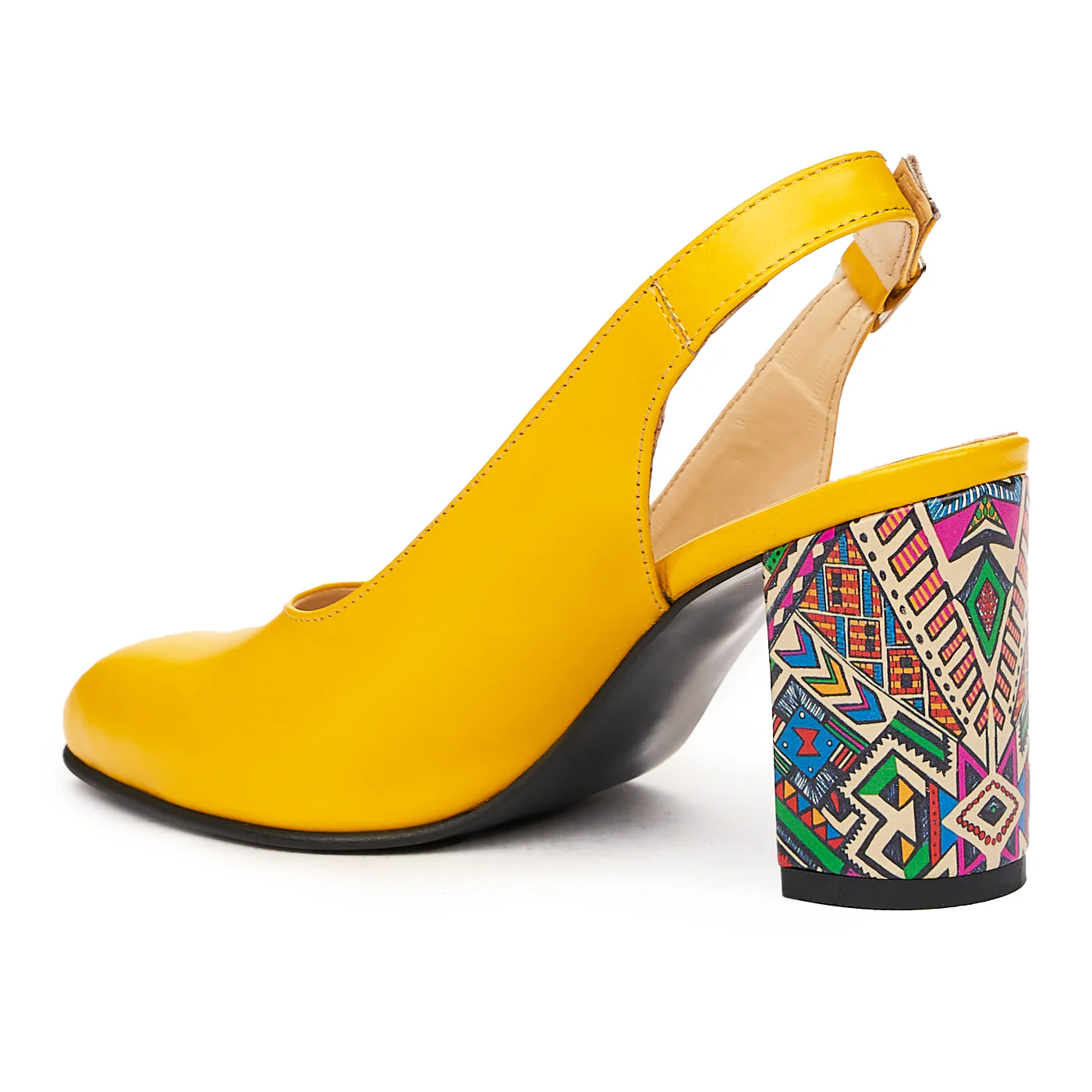 Sandale dama elegante din piele naturala galbena 9399 - Image 3