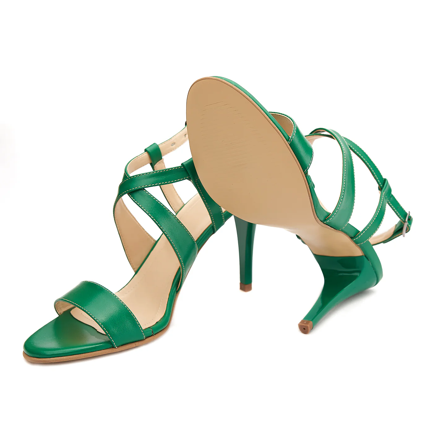 Sandale dama elegante din piele naturala verde 5197 - Image 3