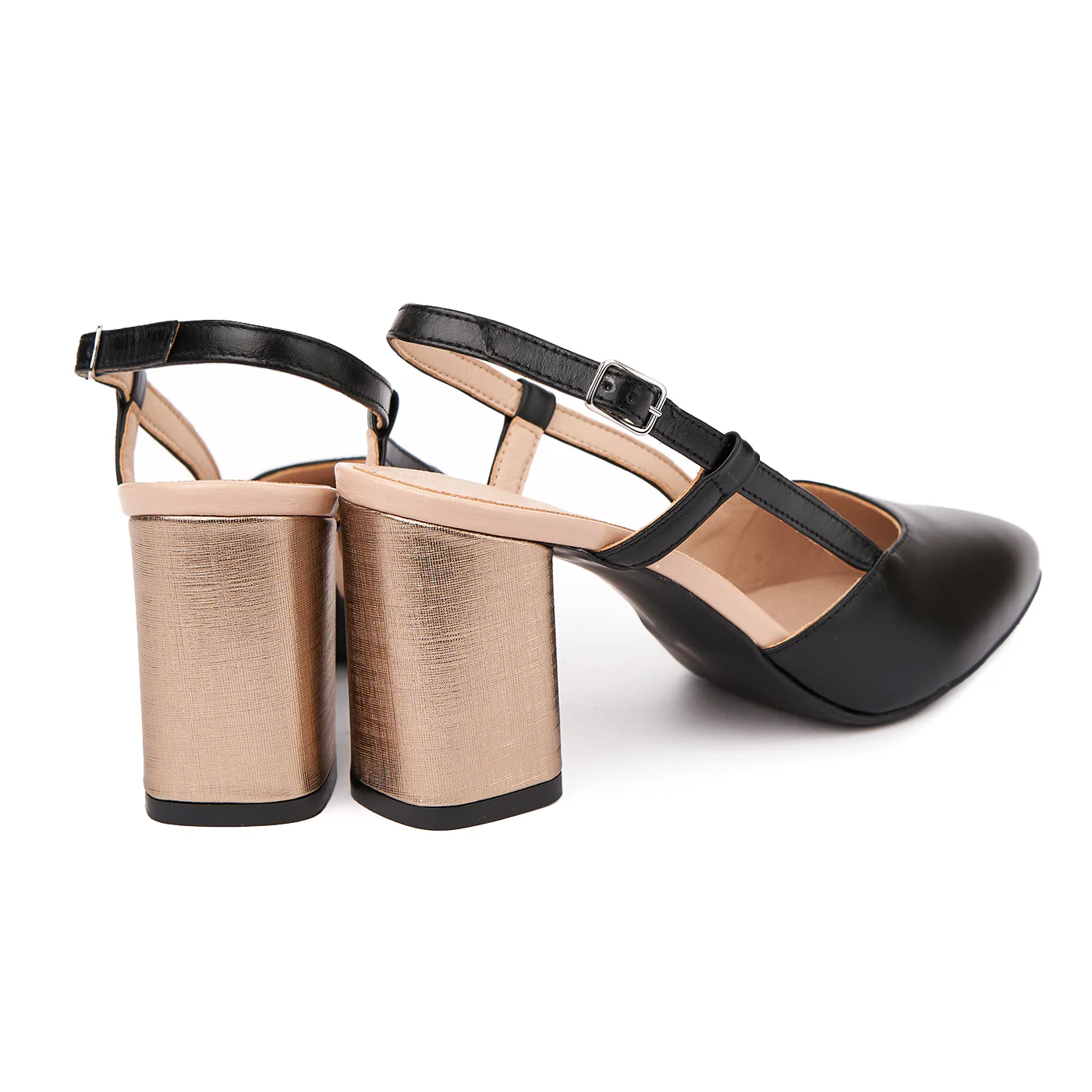 Sandale dama toc gros din piele naturala neagra 5330 - Image 2