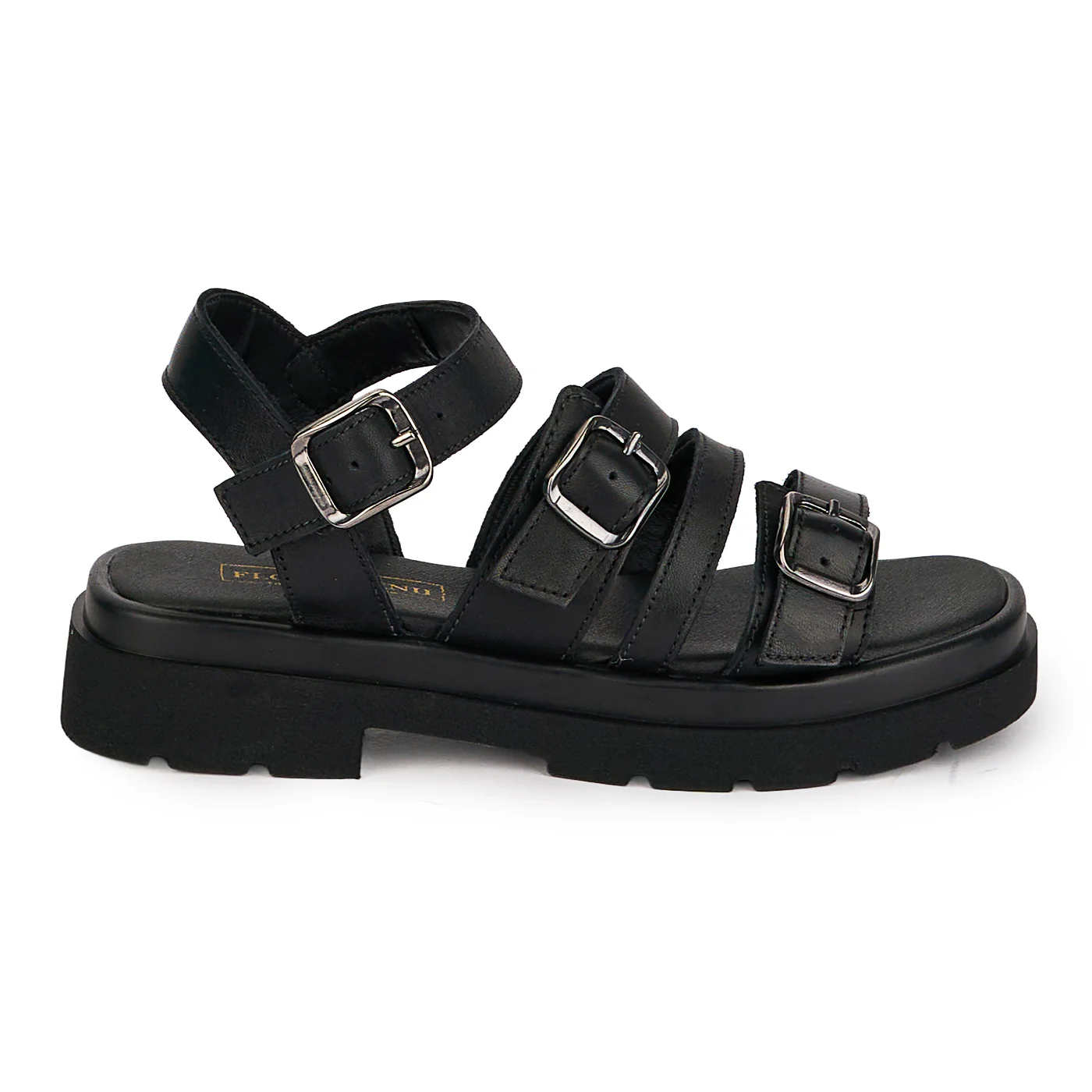 Sandale din piele naturala neagra cu talpa joasa 18660