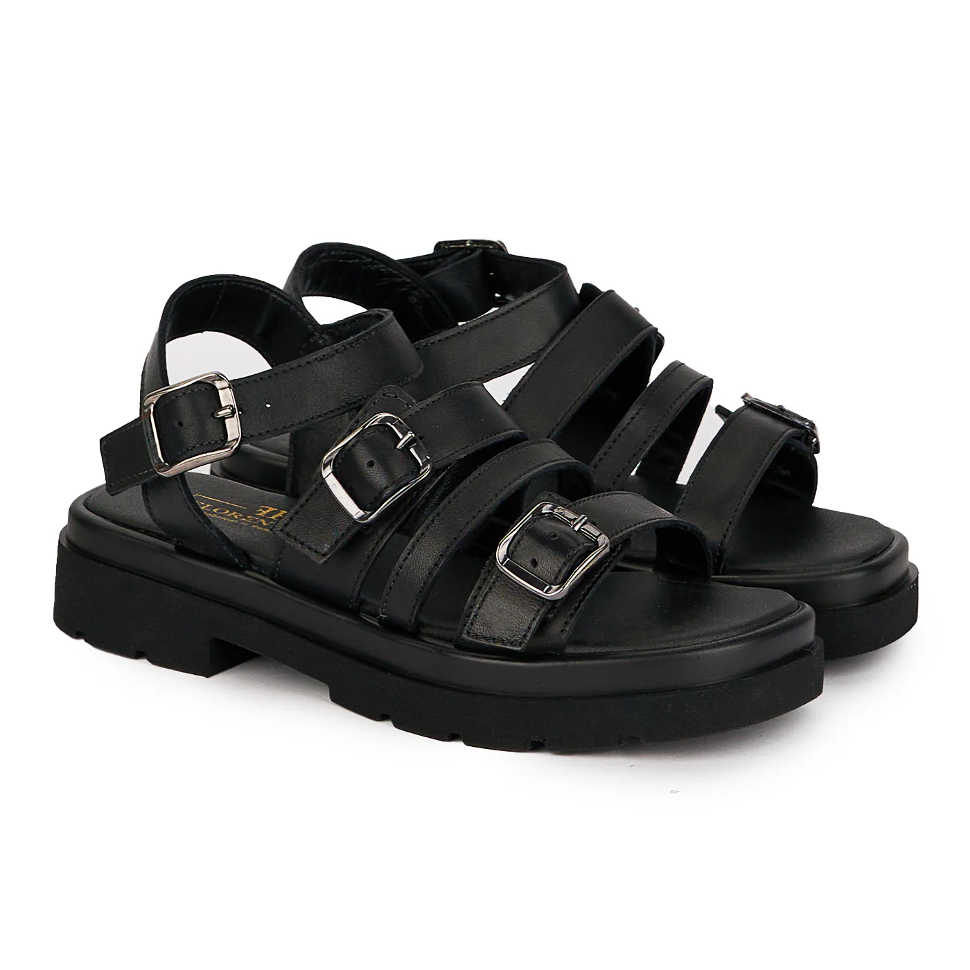 Sandale din piele naturala neagra cu talpa joasa 18660 - Image 4