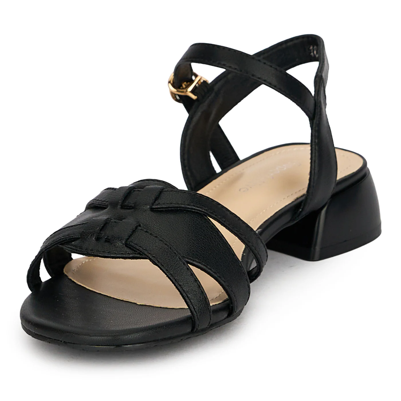 Sandale elegante dama din piele naturala neagra cu toc mic 3 cm 19803 - Image 3