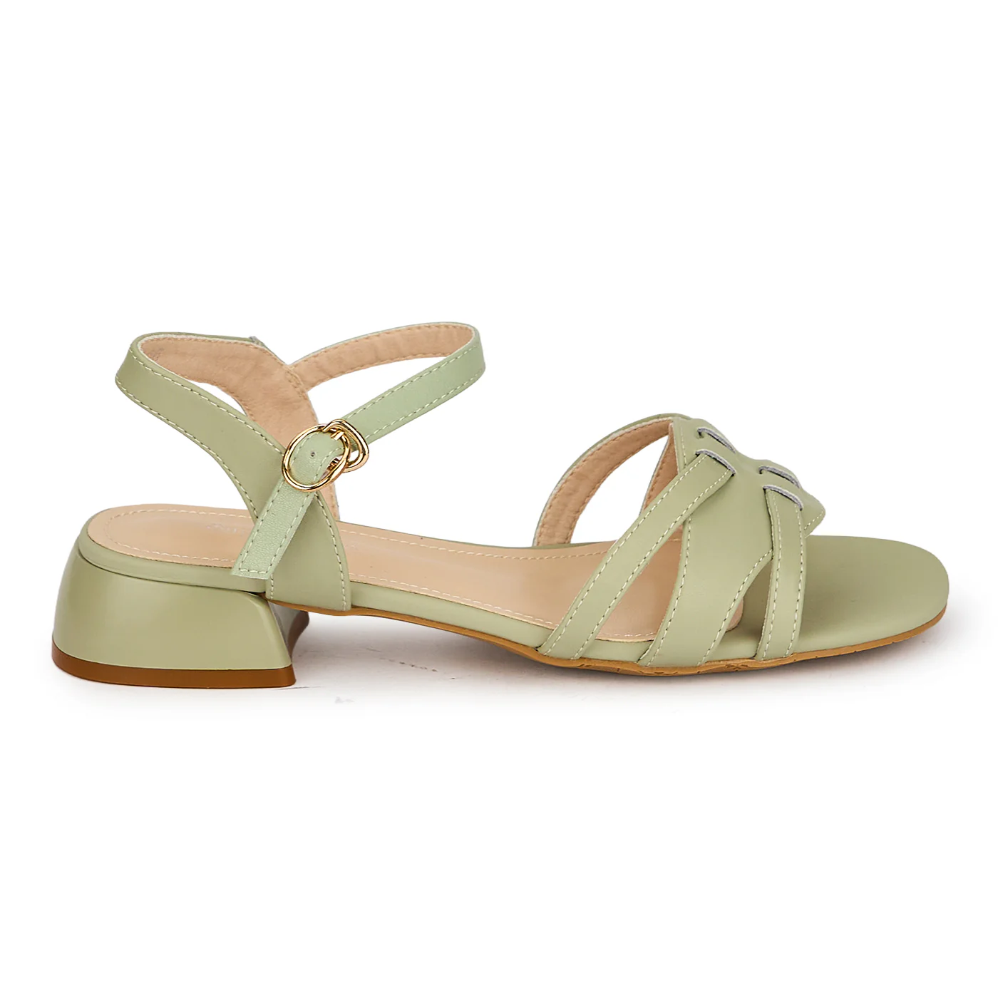 Sandale elegante dama din piele naturala verde cu toc mic 3 cm 19805