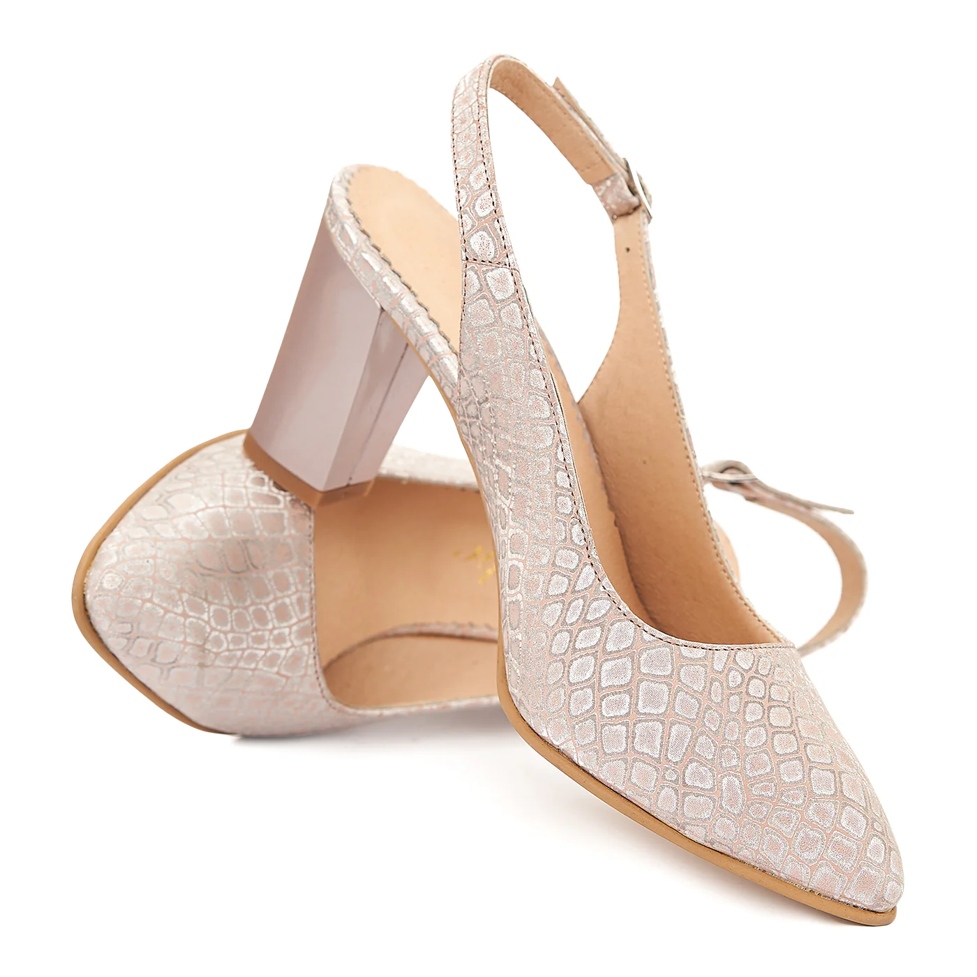 Sandale elegante din piele bej si toc gros 5010 - Image 4