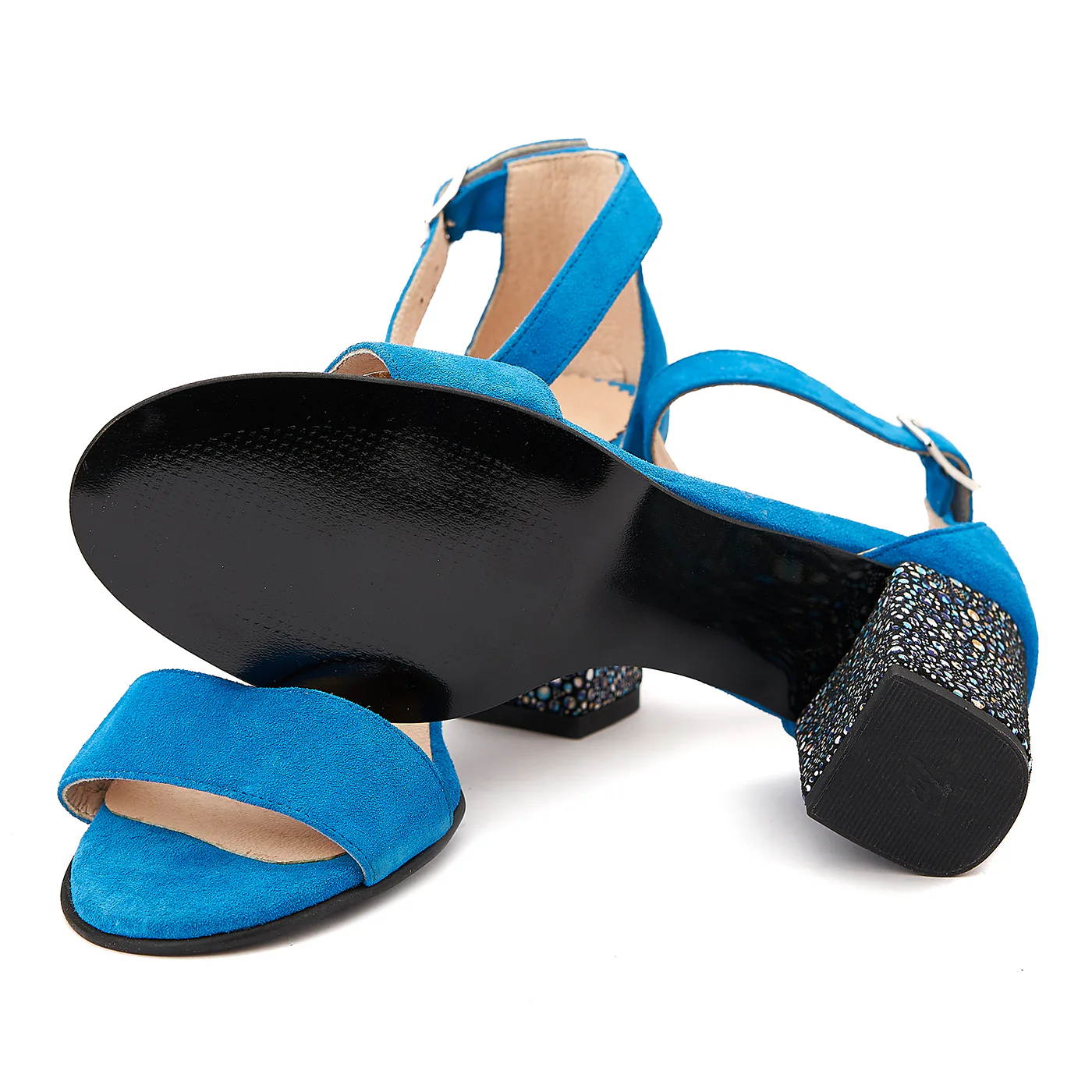 Sandale elegante din piele naturala albastra 5098 - Image 3