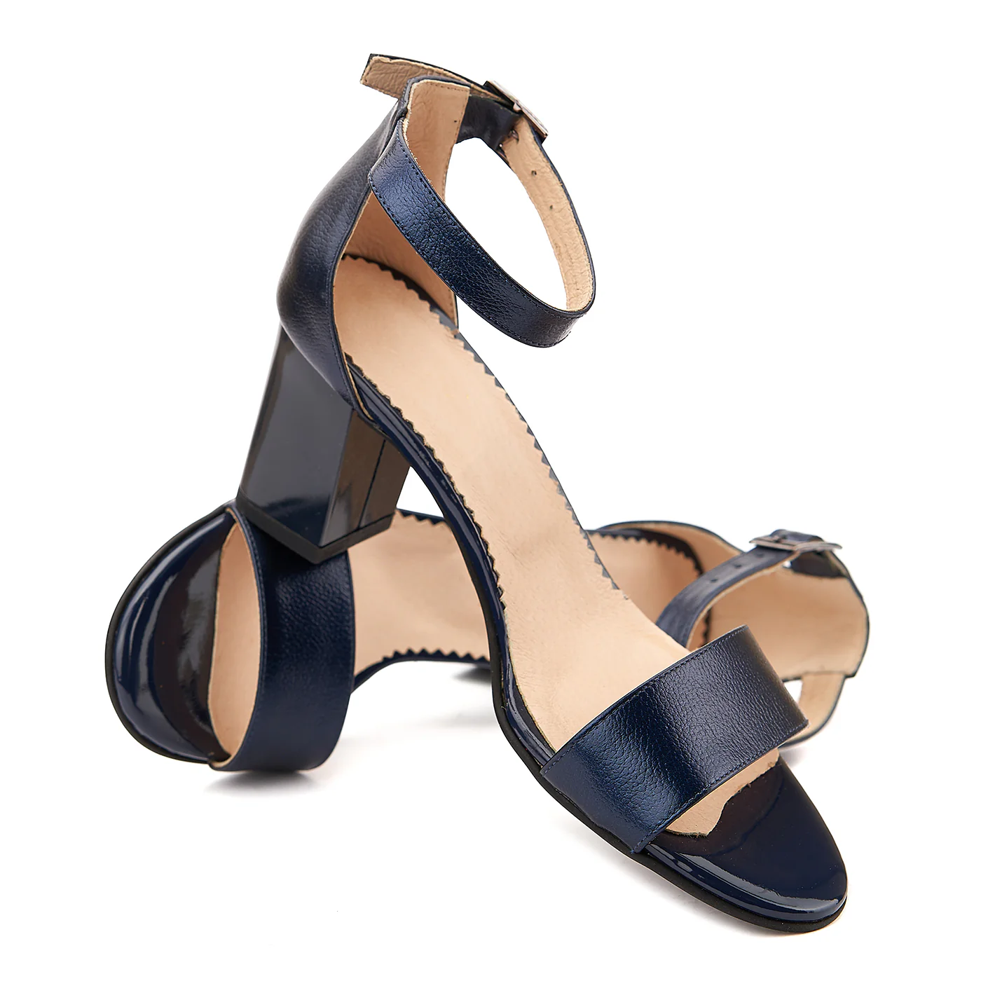 Sandale elegante din piele naturala bleumarin 5085 - Image 4