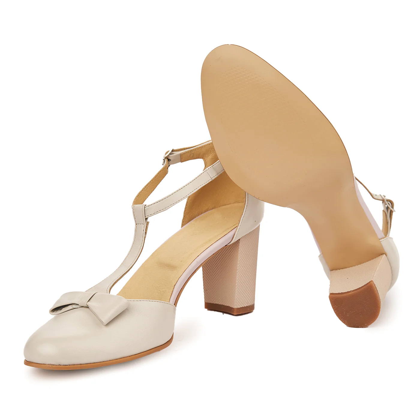 Sandale elegante din piele naturala crem 5764 - Image 3