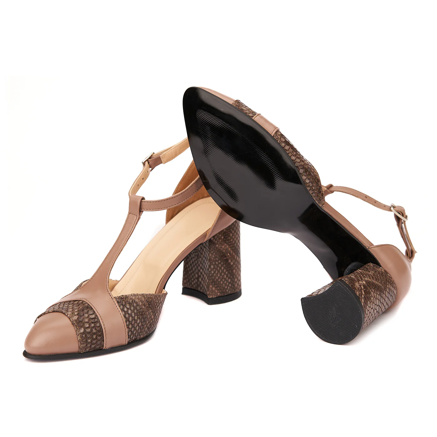 Sandale elegante din piele naturala cu toc gros 5289 - Image 3