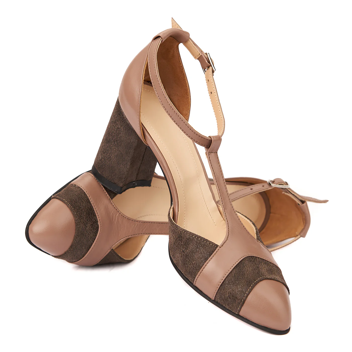 Sandale elegante din piele naturala cu toc gros 5293 - Image 4
