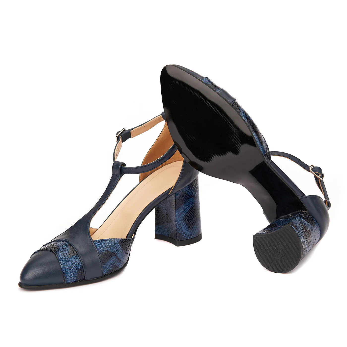 Sandale elegante din piele naturala cu toc gros 5294 - Image 3