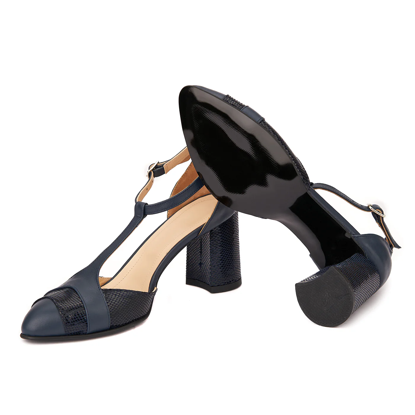 Sandale elegante din piele naturala cu toc gros 5295 - Image 3