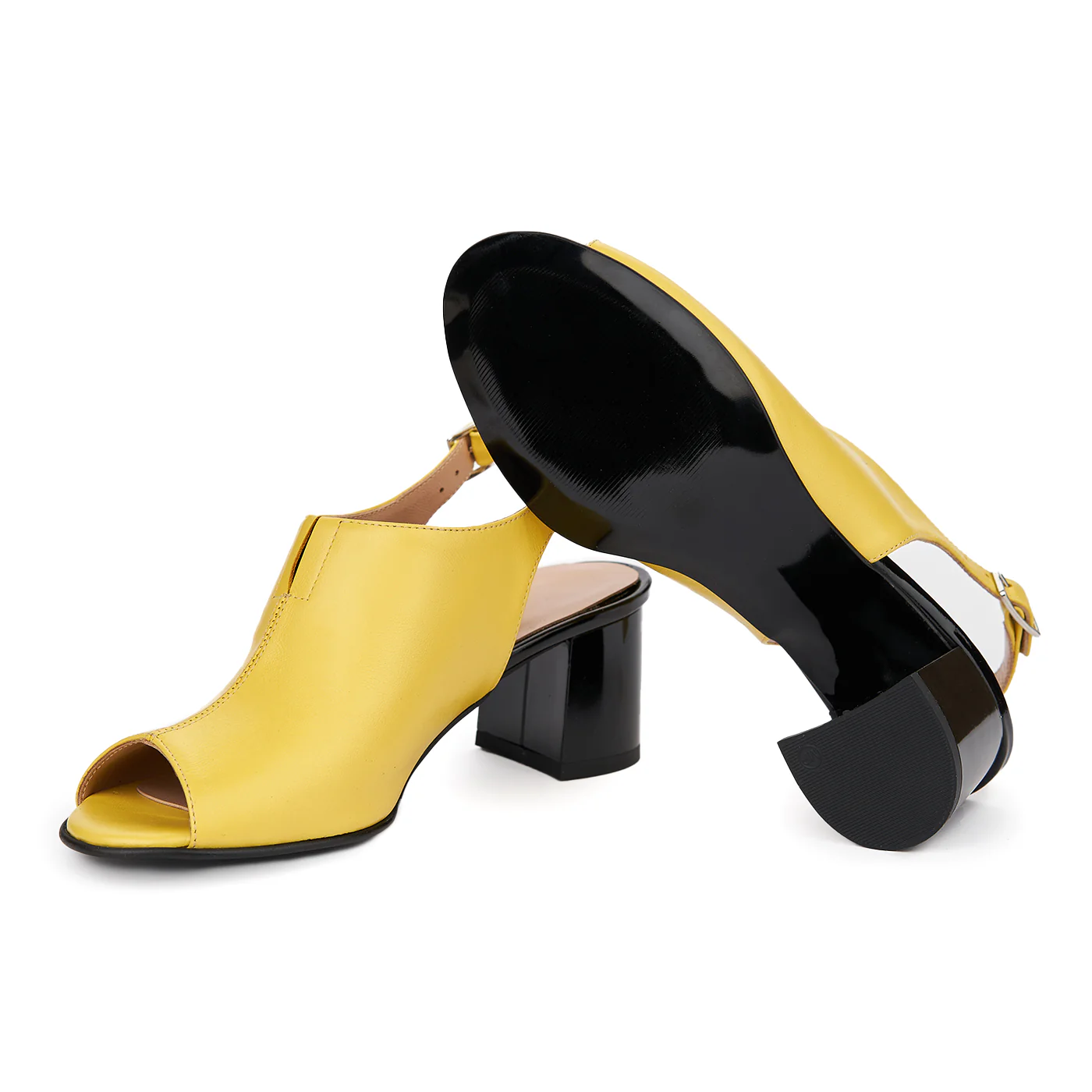 Sandale elegante din piele naturala galbena 5412 - Image 3