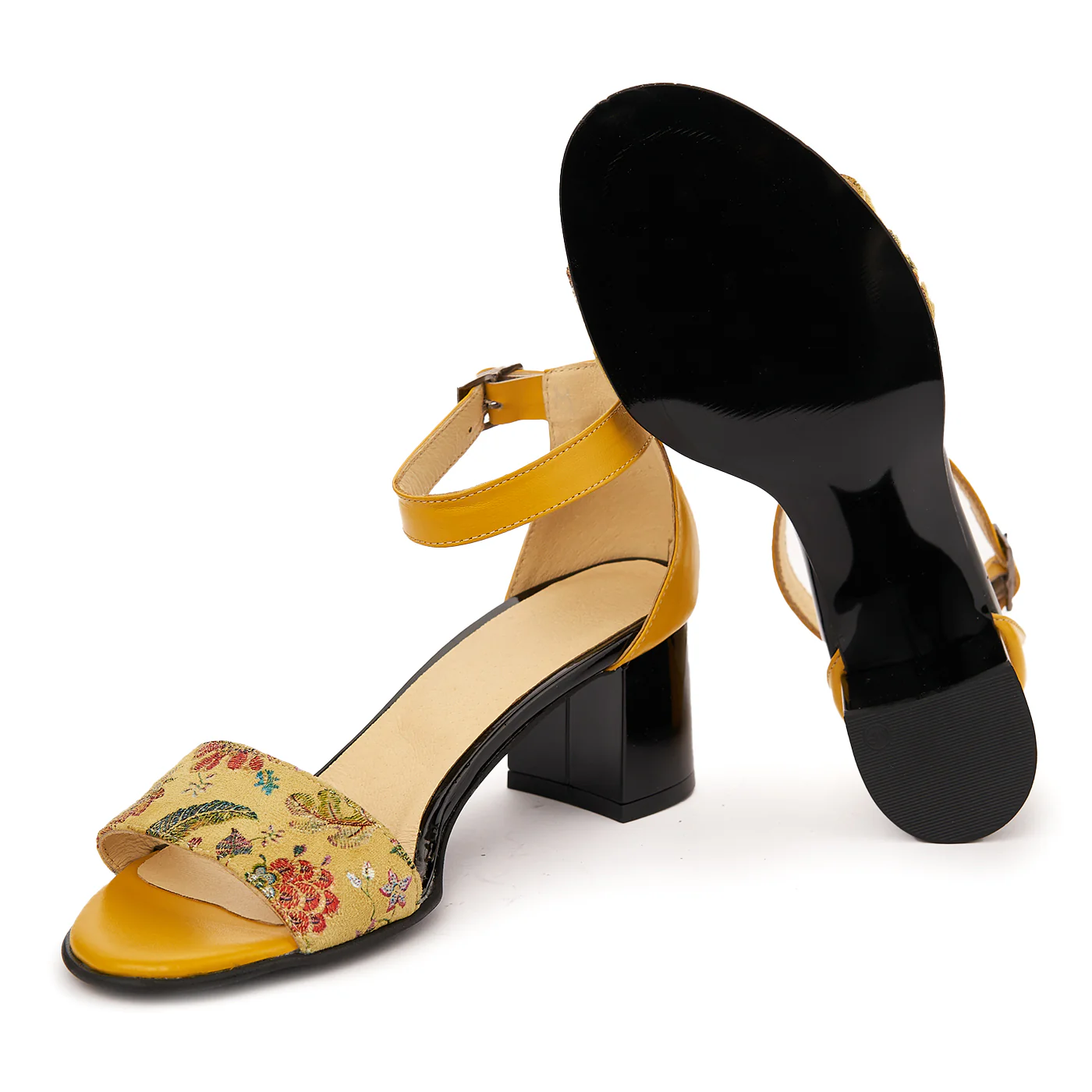 Sandale elegante din piele naturala galbena 5759 - Image 3