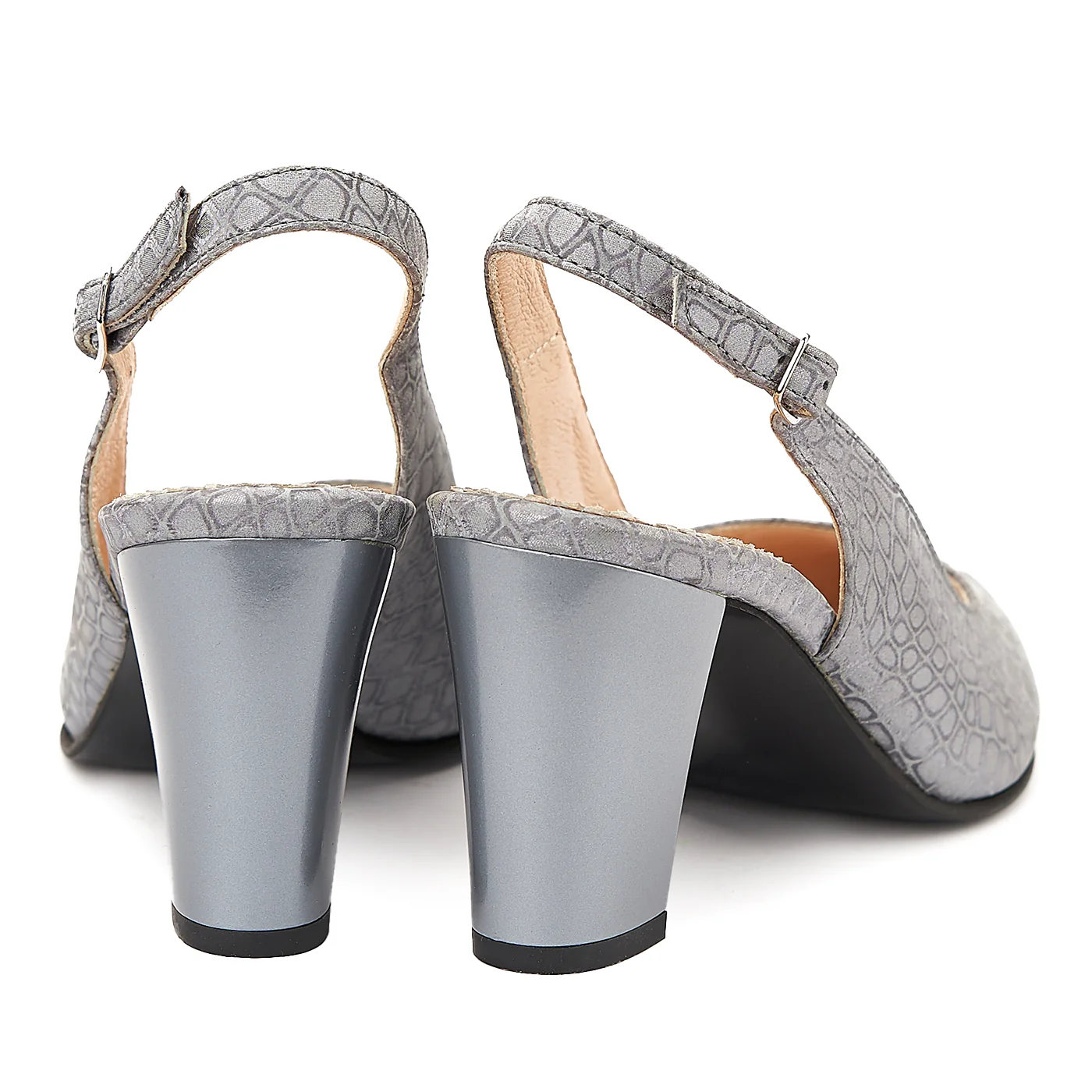 Sandale elegante din piele naturala gri 5032 - Image 2