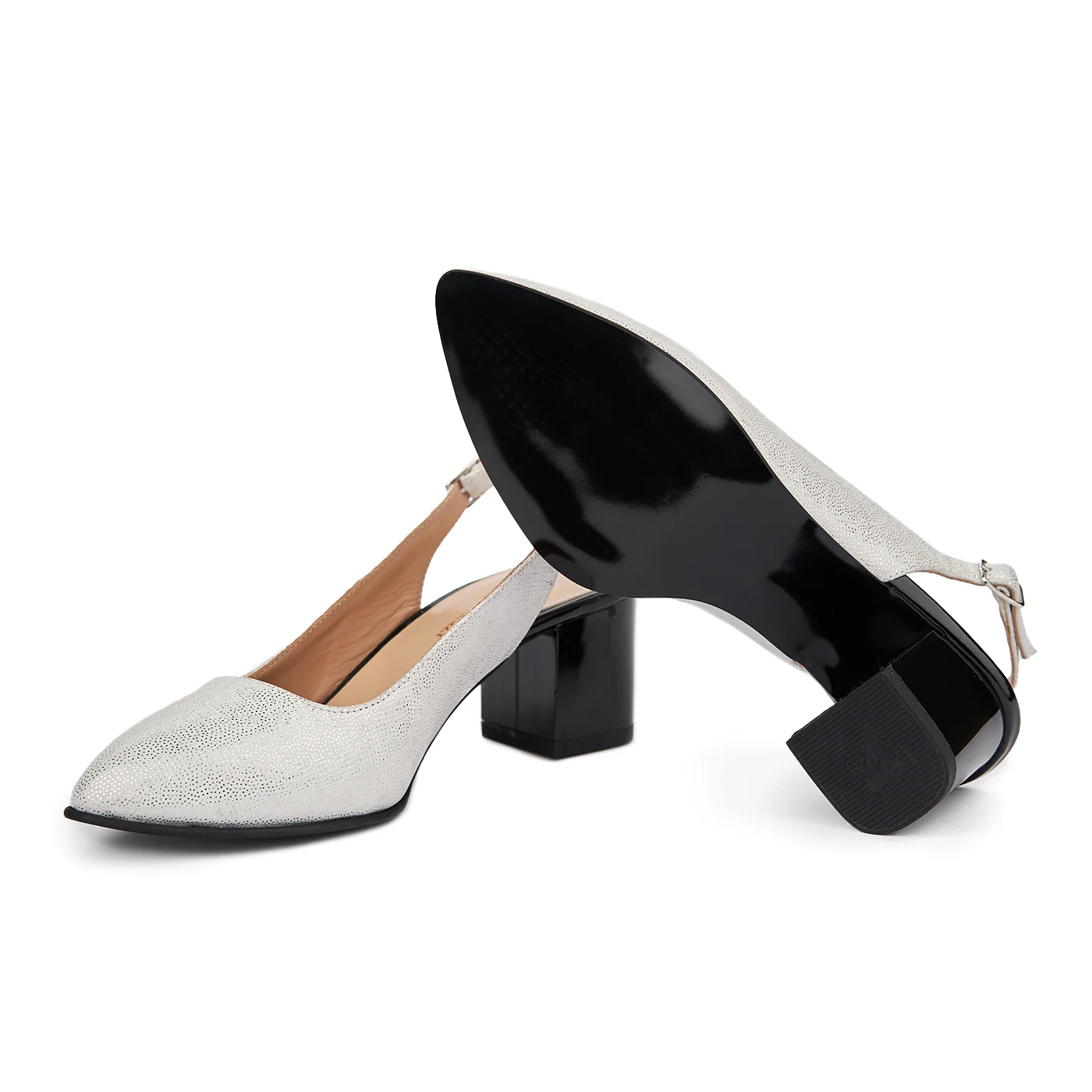 Sandale elegante din piele naturala gri 5419 - Image 3