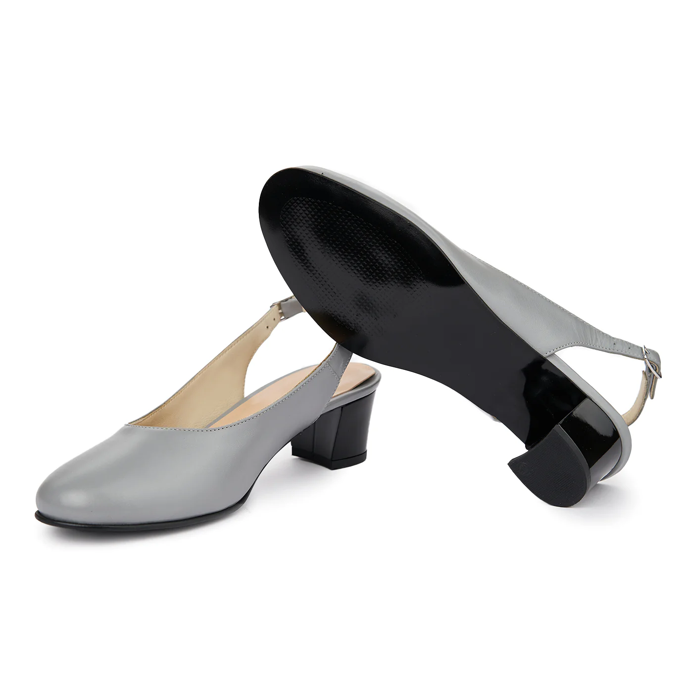 Sandale elegante din piele naturala gri 5420 - Image 3